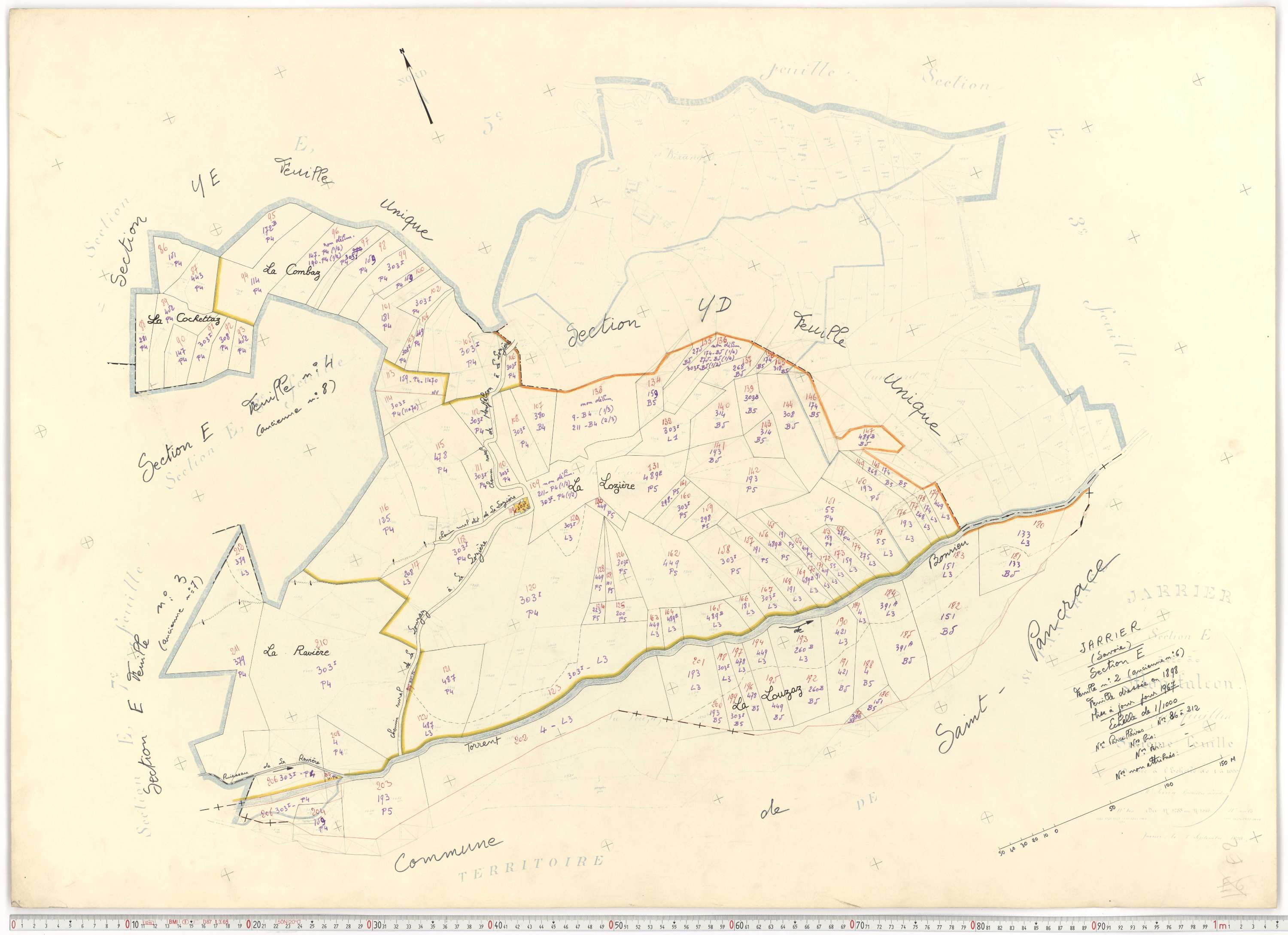 Jarrier - Plans cadastraux du cadastre rénové.