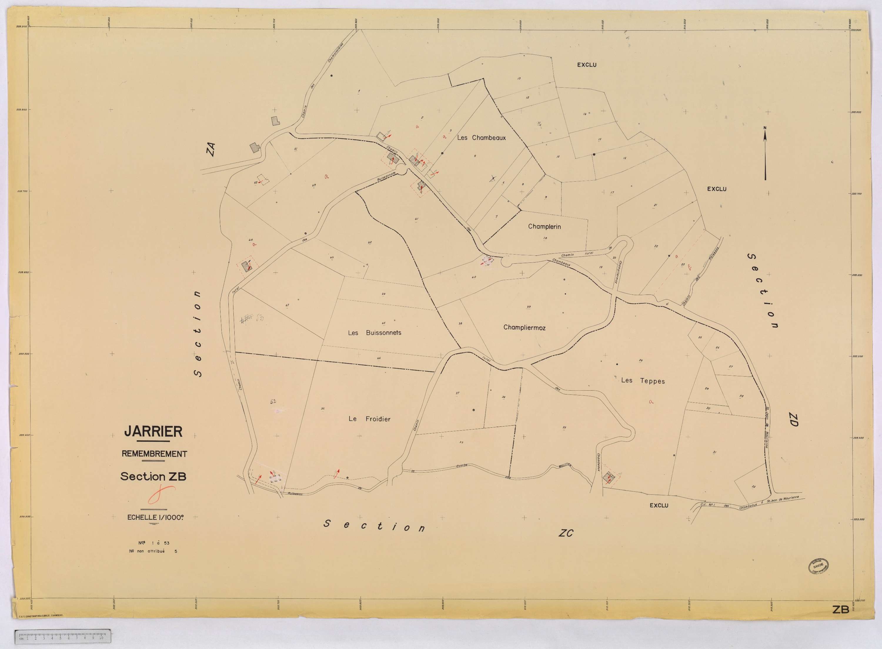 Jarrier - Cadastre remembré (1970).