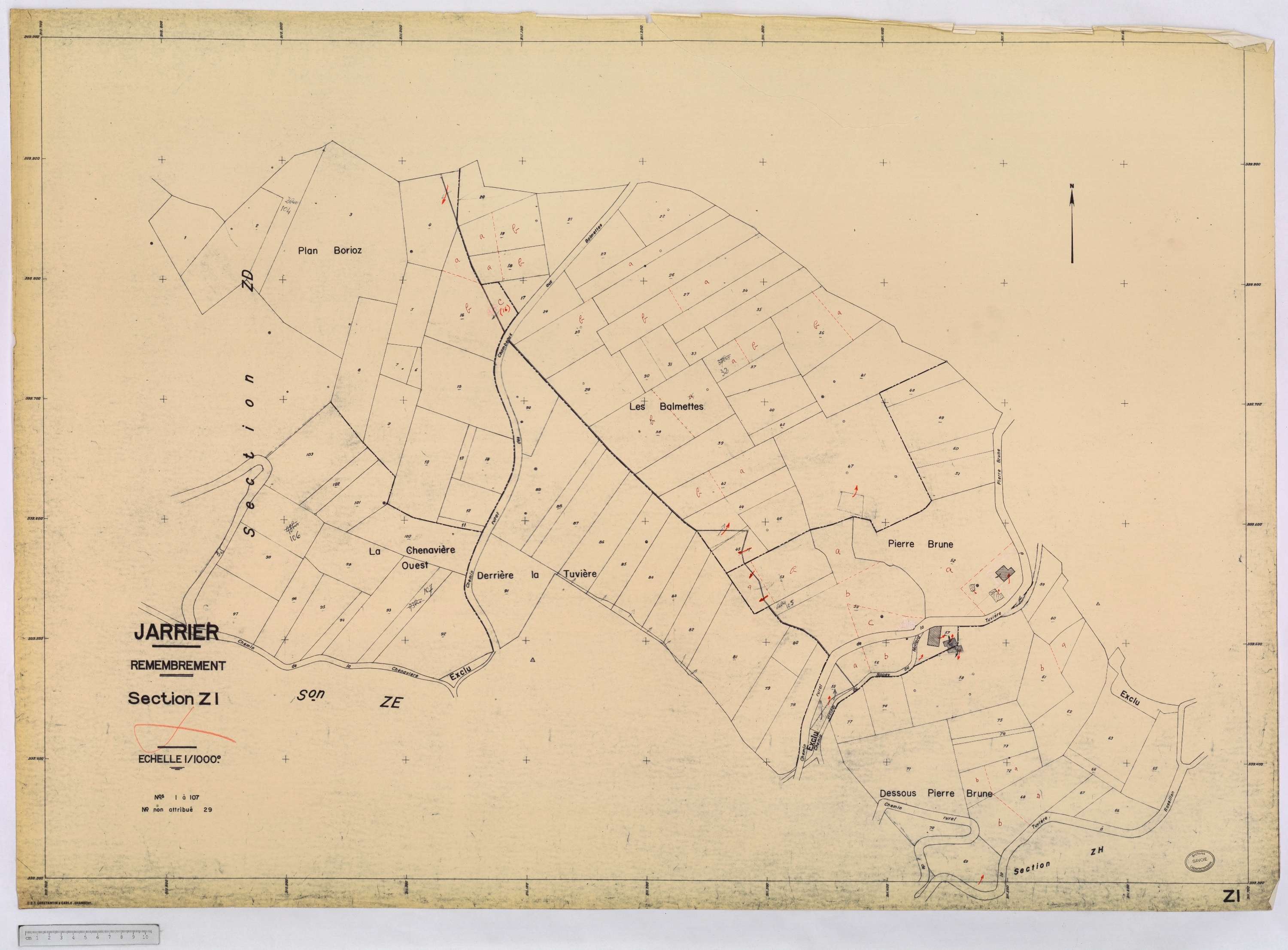 Jarrier - Cadastre remembré (1970).