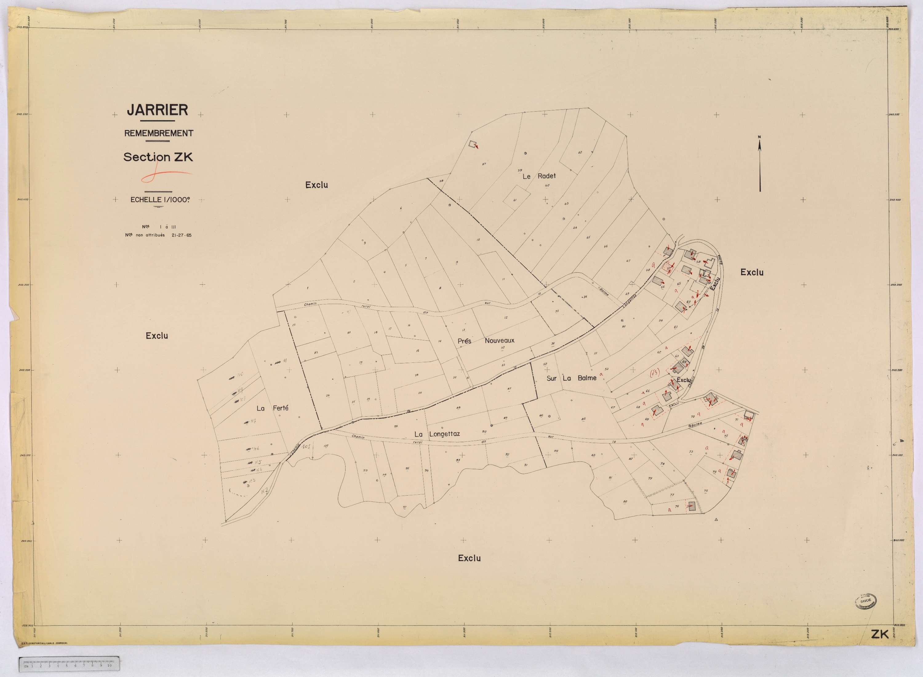 Jarrier - Cadastre remembré (1970).