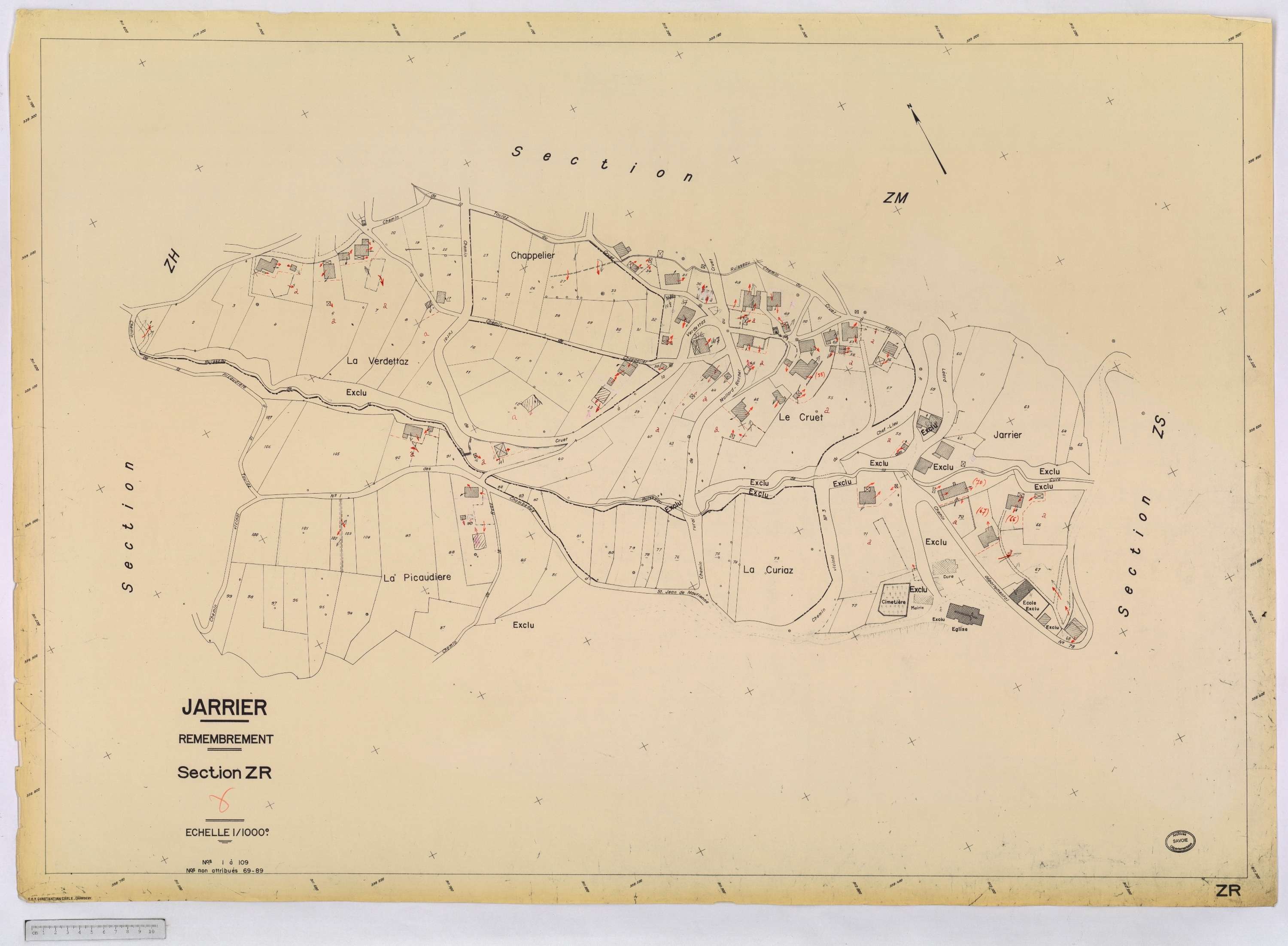 Jarrier - Cadastre remembré (1970).