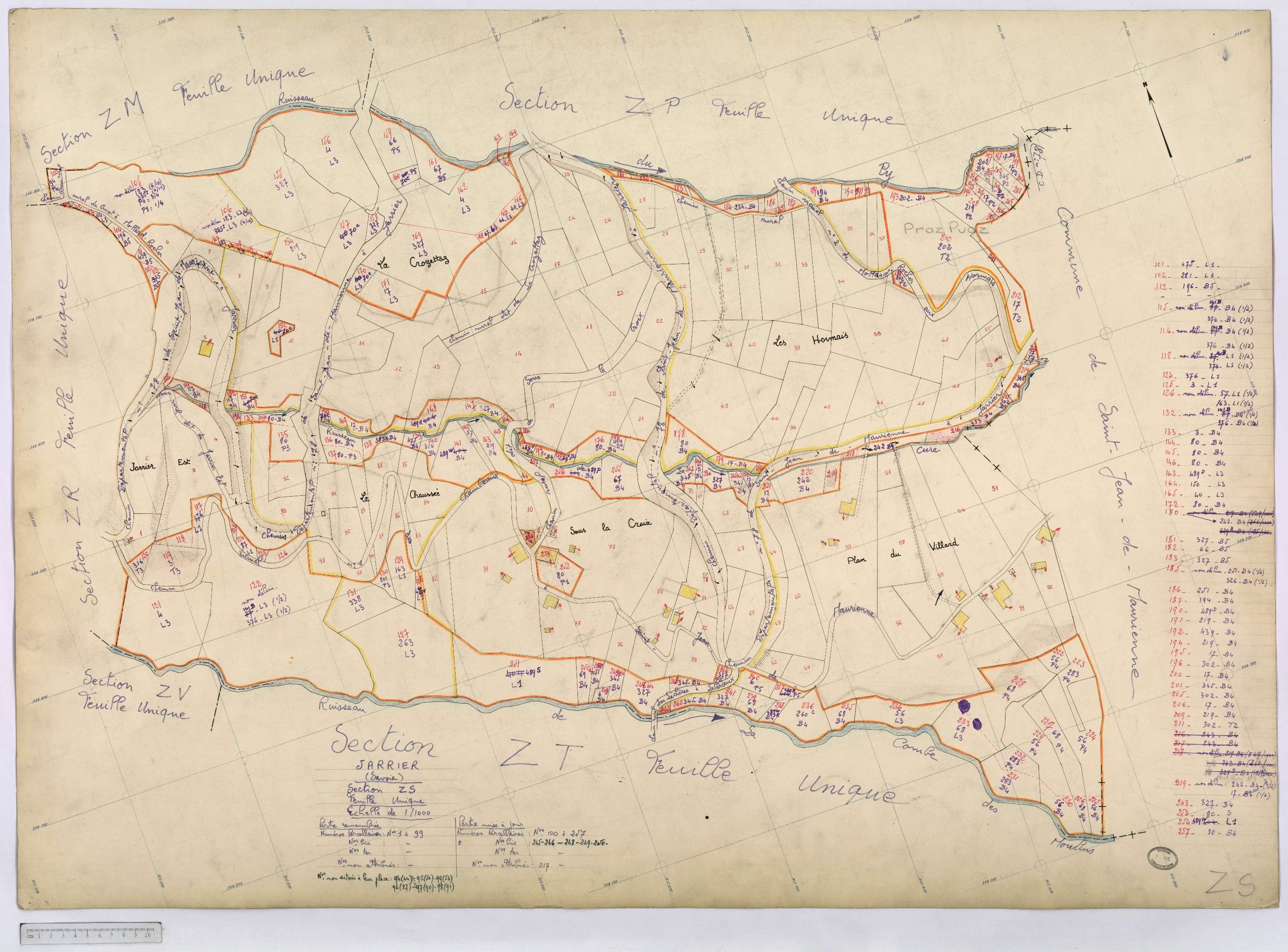 Jarrier - Cadastre remembré (1970).