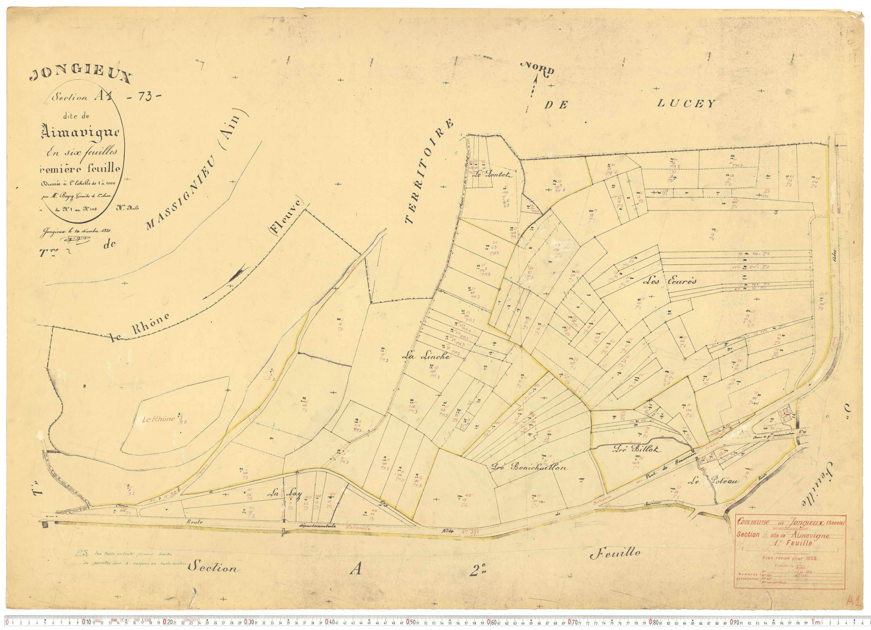 Jongieux - Cadastre rénové, version de travail (1938).