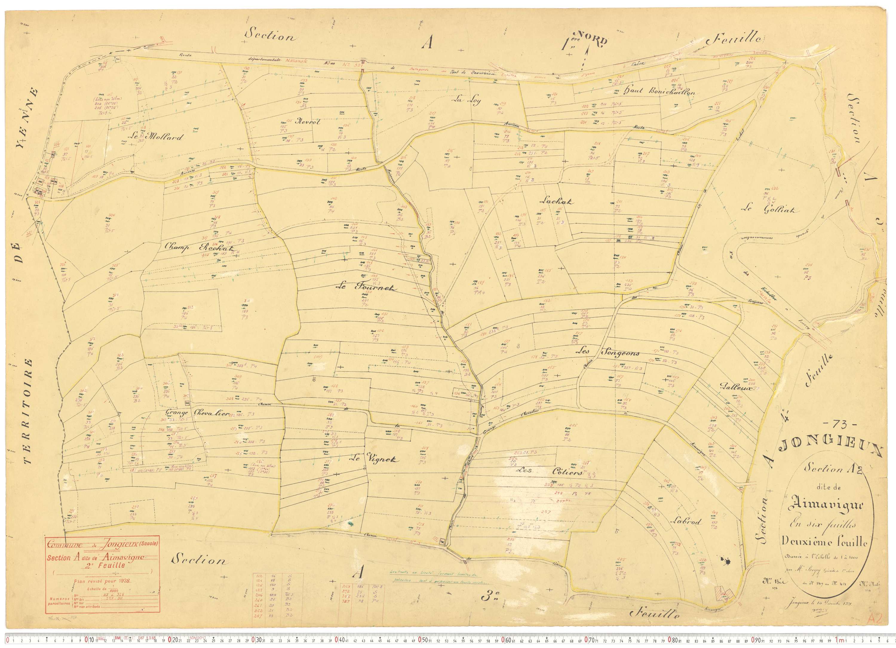 Jongieux - Cadastre rénové, version de travail (1938).