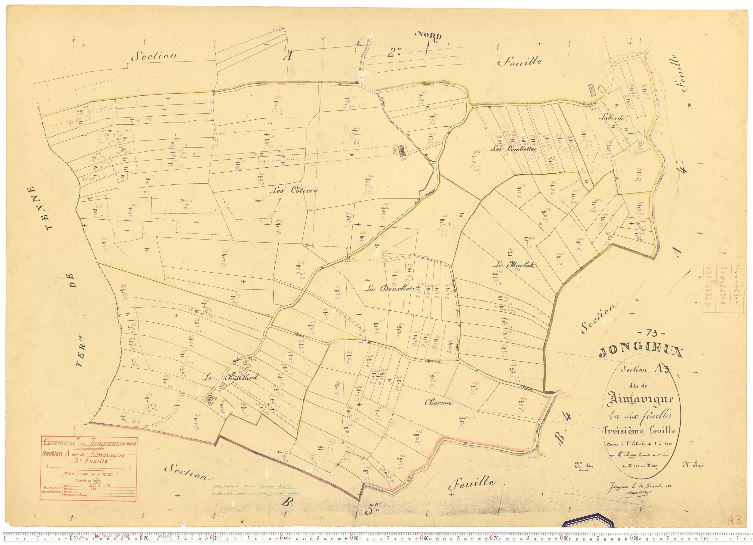 Jongieux - Cadastre rénové, version de travail (1938).