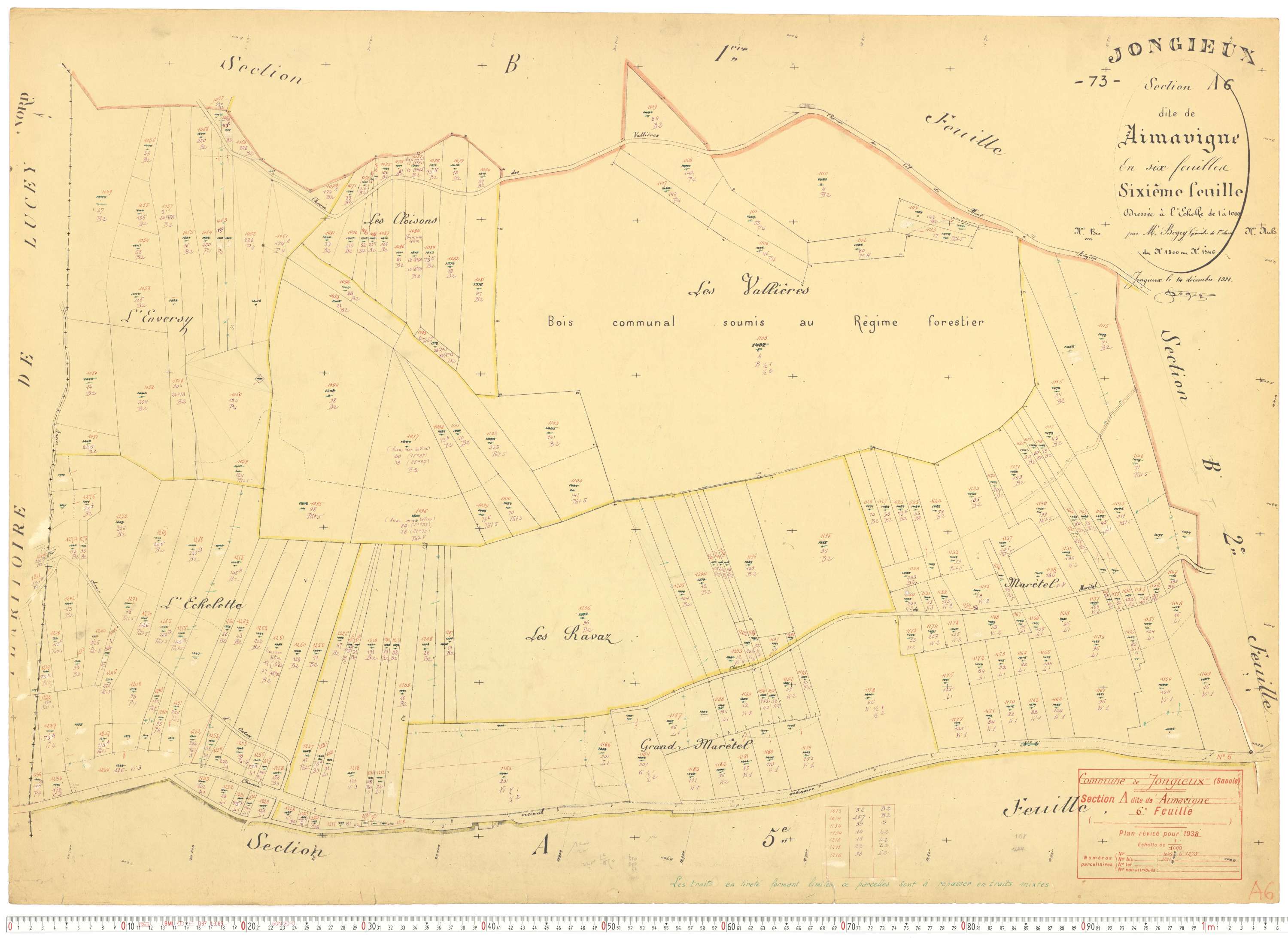 Jongieux - Cadastre rénové, version de travail (1938).