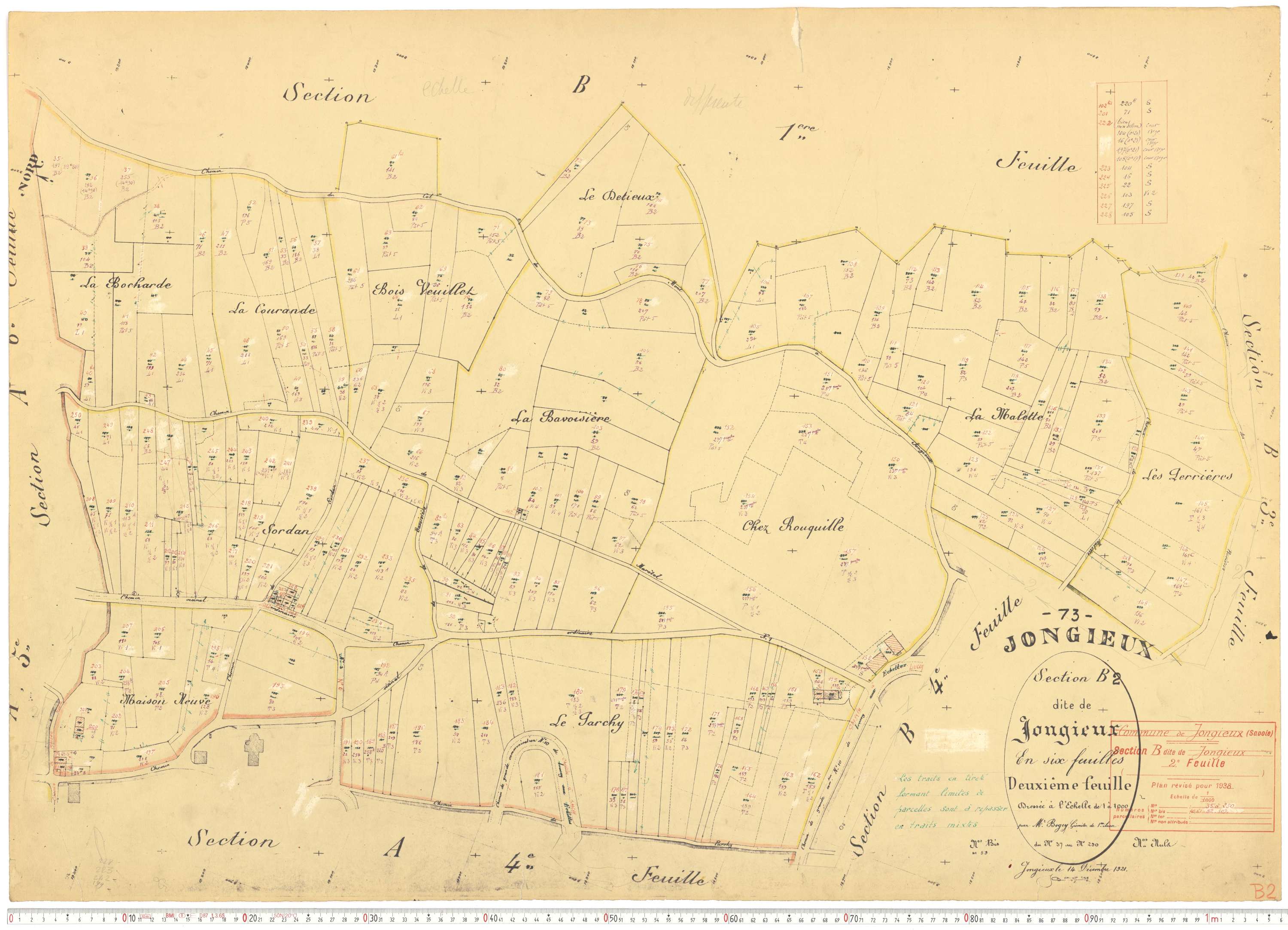 Jongieux - Cadastre rénové, version de travail (1938).