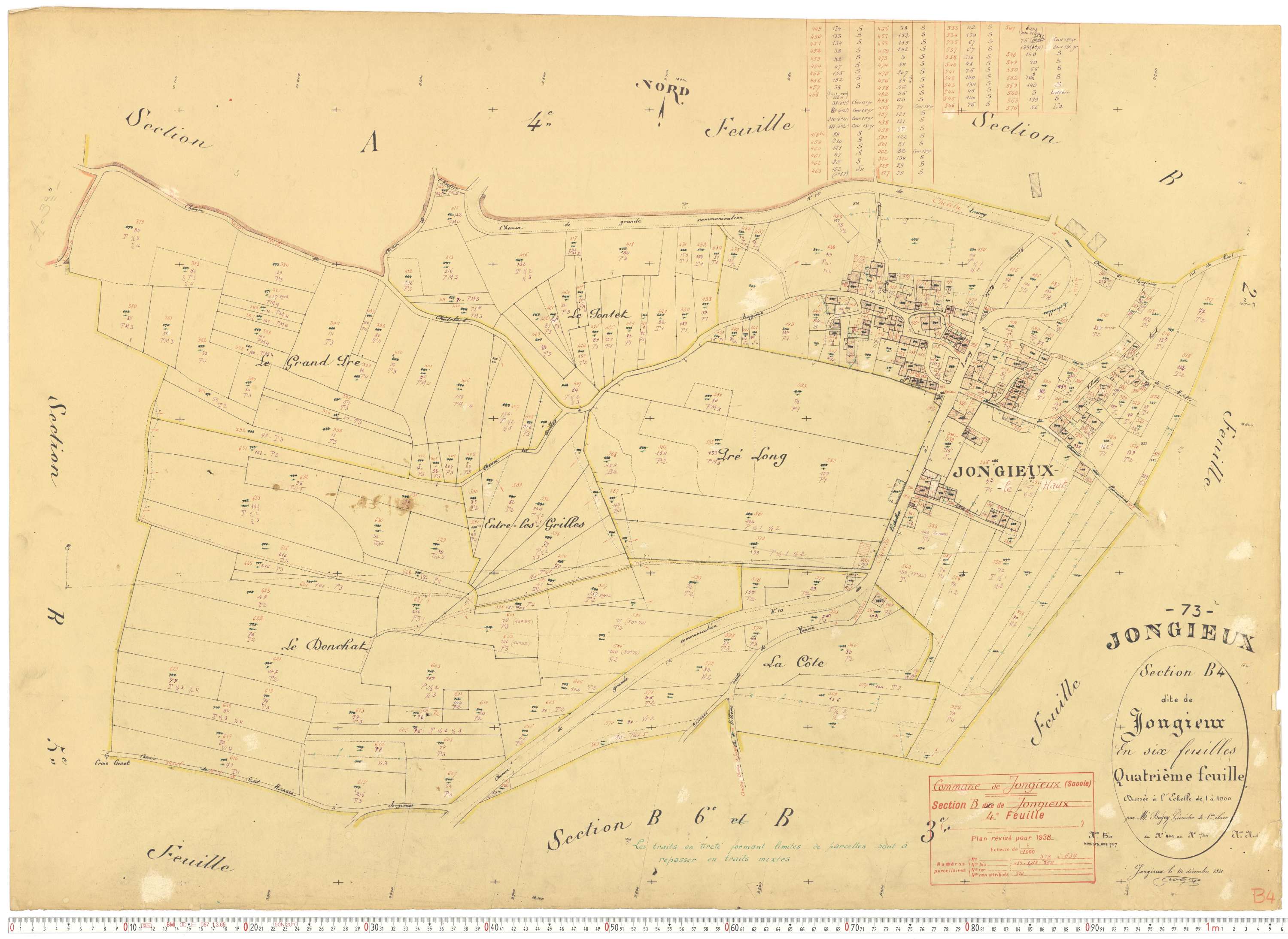 Jongieux - Cadastre rénové, version de travail (1938).