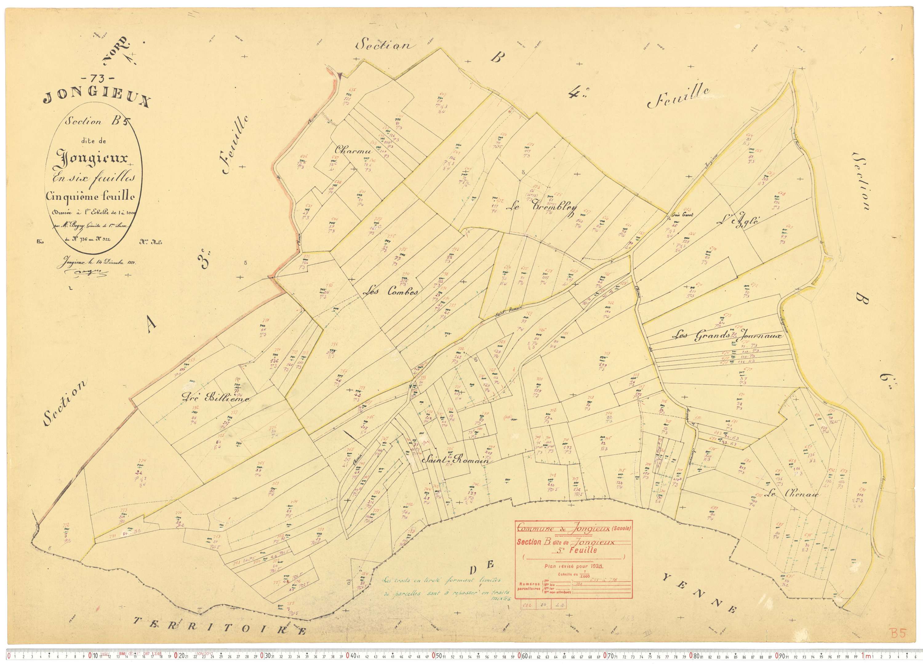 Jongieux - Cadastre rénové, version de travail (1938).