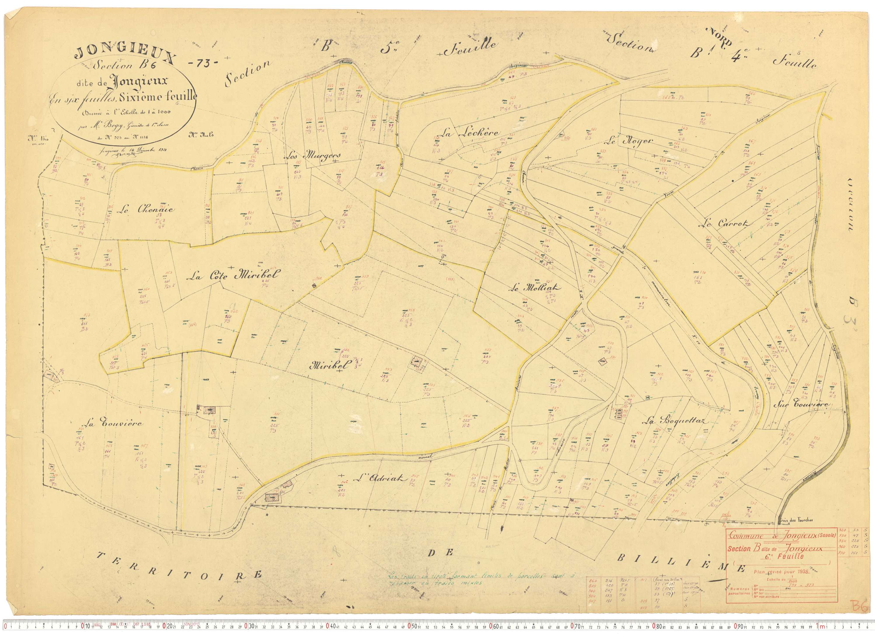 Jongieux - Cadastre rénové, version de travail (1938).
