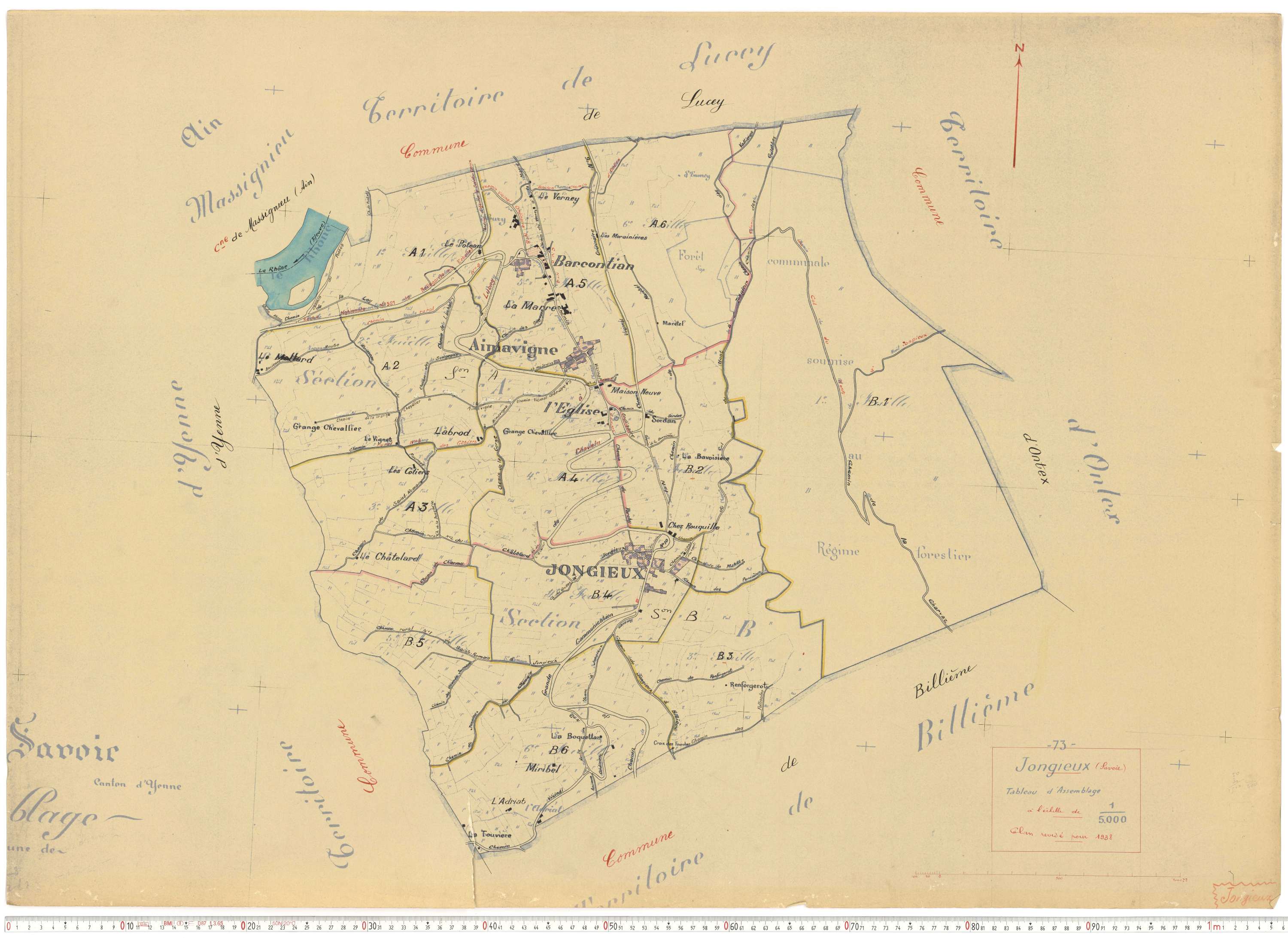 Jongieux - Cadastre rénové, version de travail (1938).