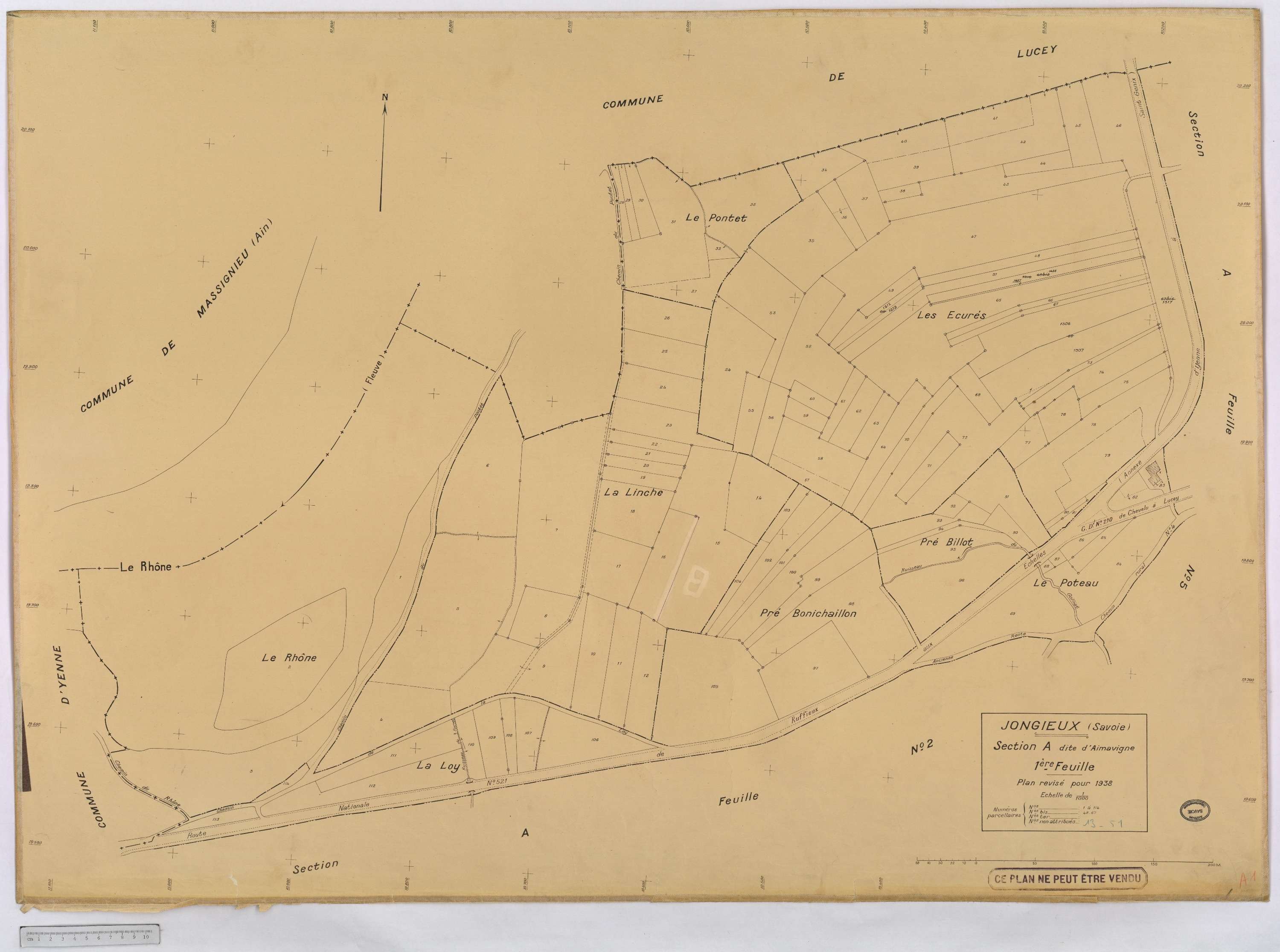 Jongieux - Cadastre rénové, version définitive (1938).