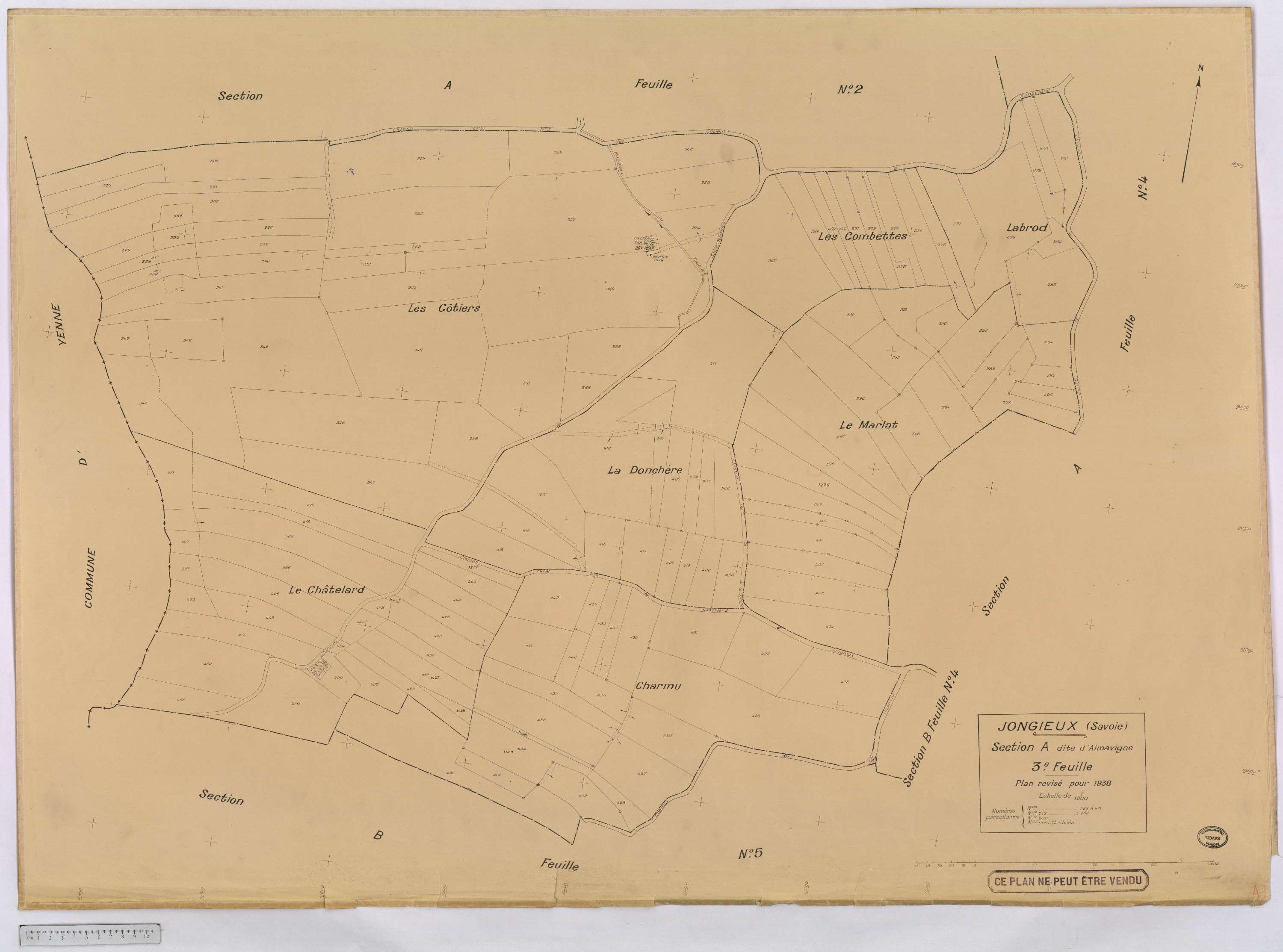 Jongieux - Cadastre rénové, version définitive (1938).