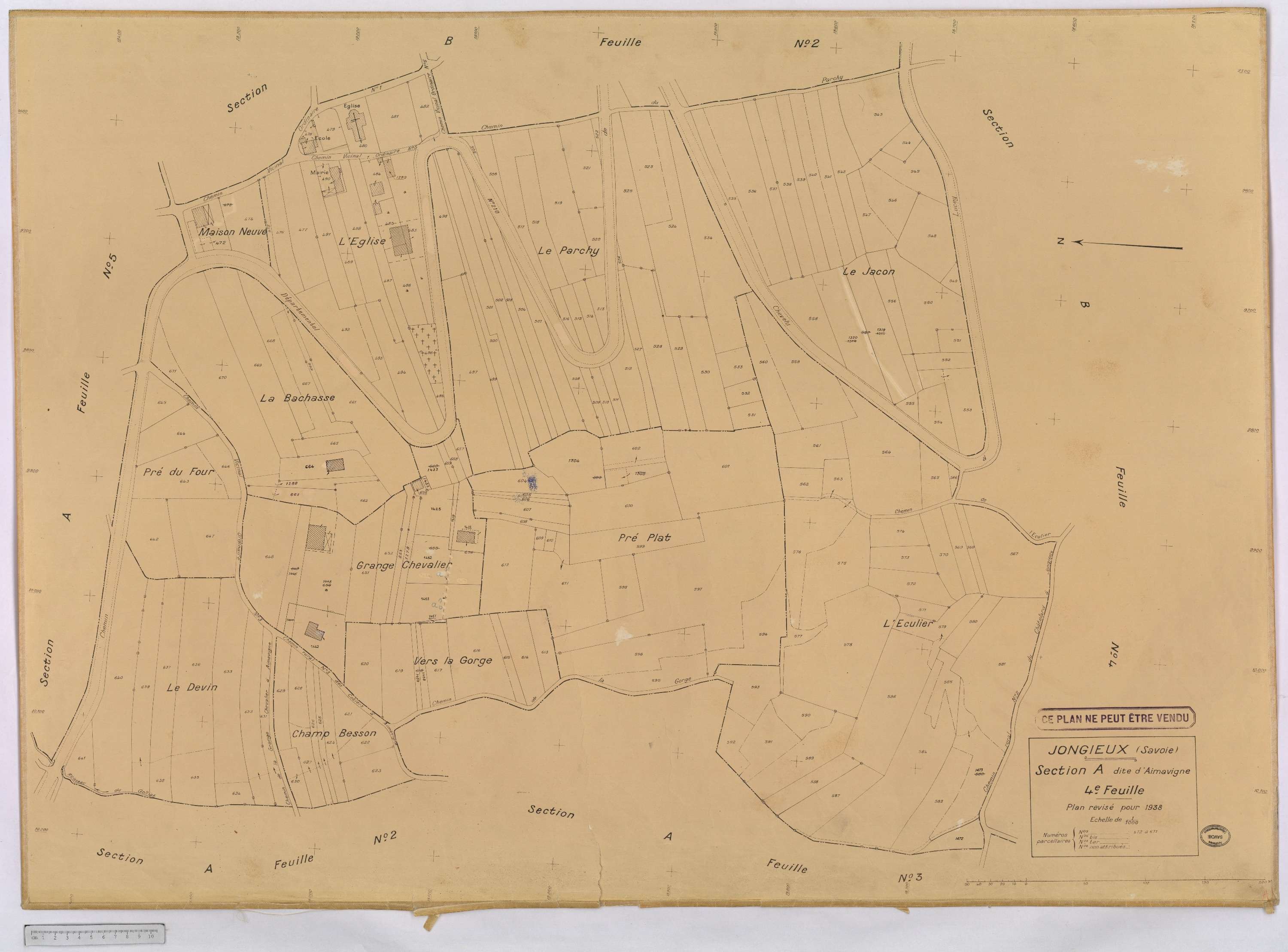 Jongieux - Cadastre rénové, version définitive (1938).