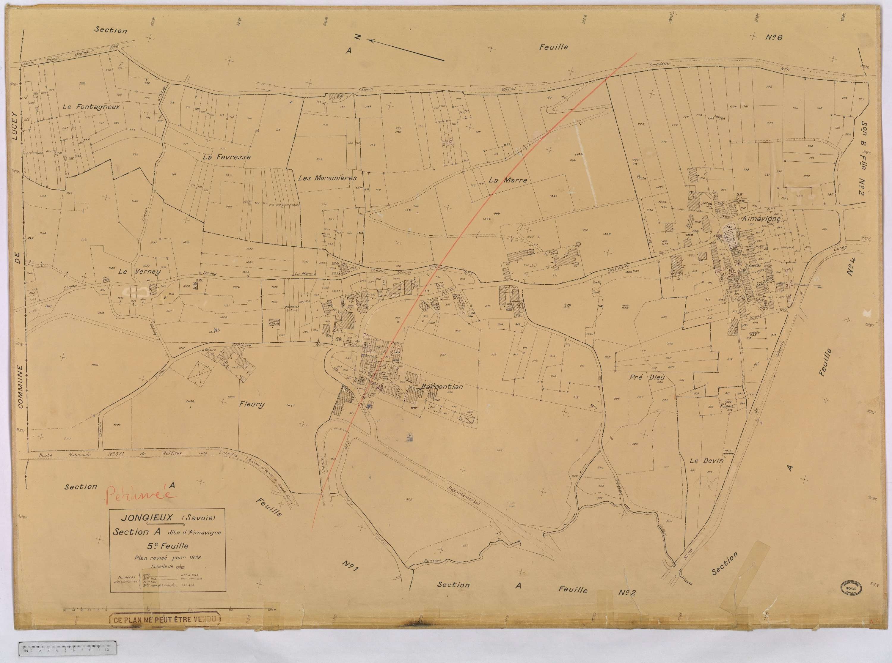 Jongieux - Cadastre rénové, version définitive (1938).