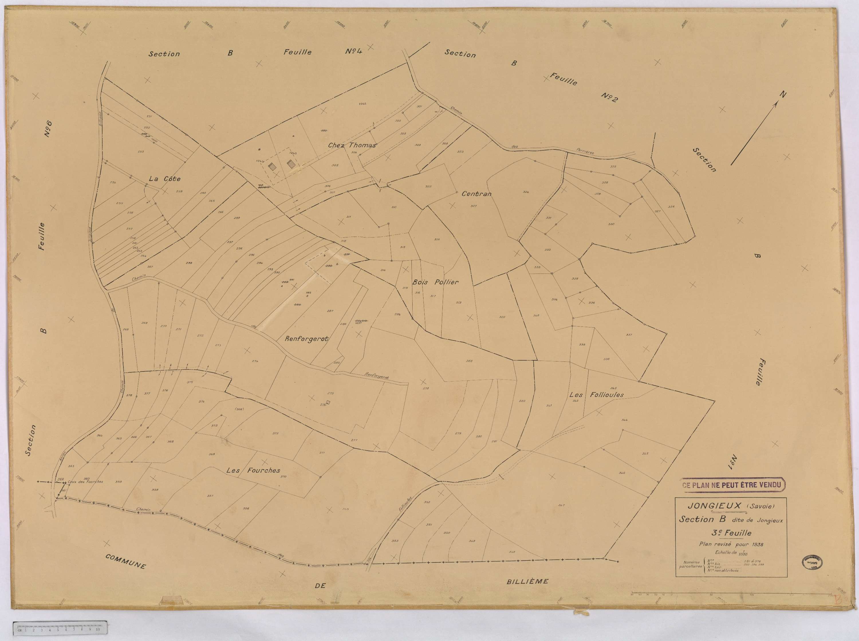 Jongieux - Cadastre rénové, version définitive (1938).