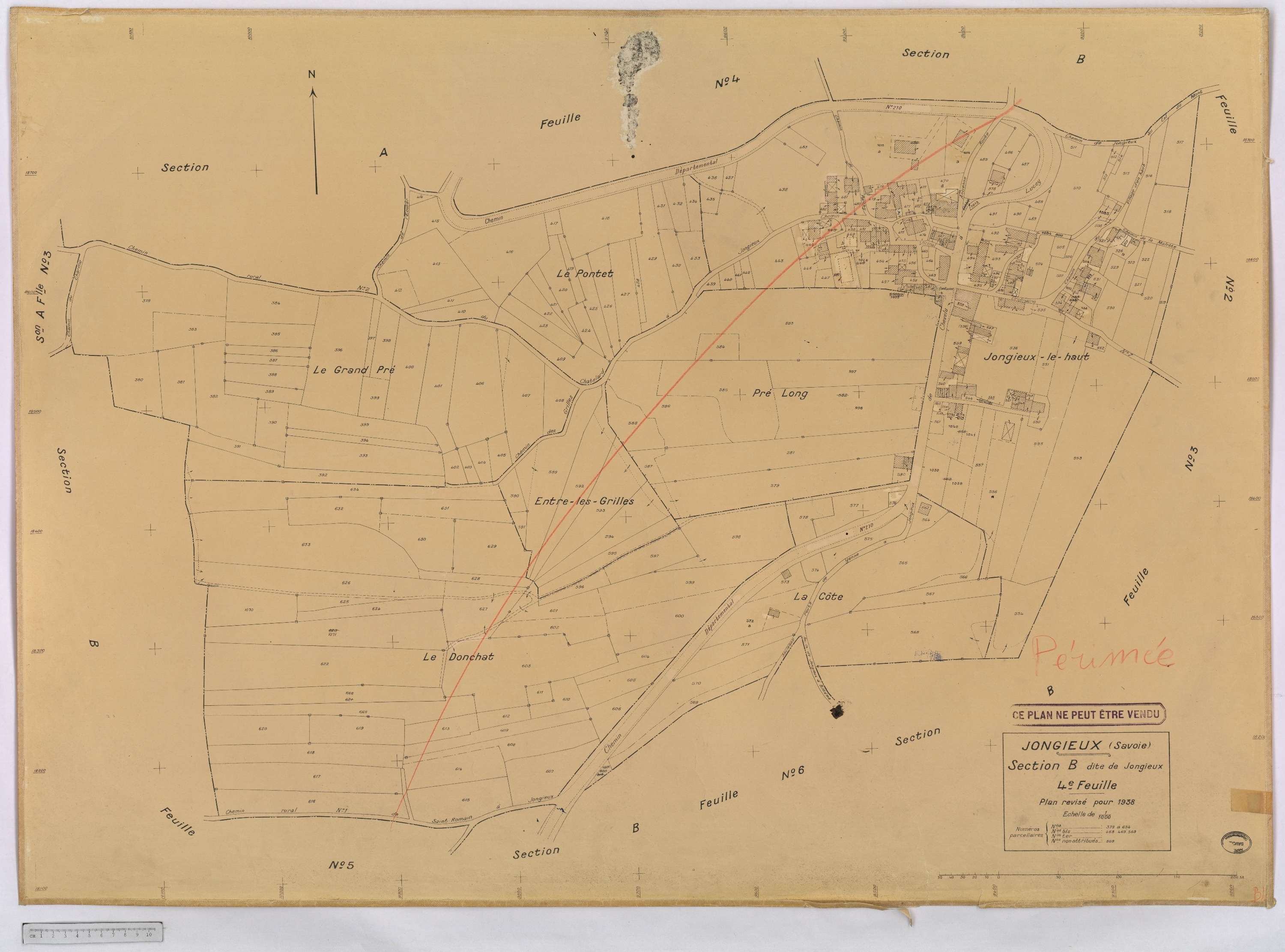 Jongieux - Cadastre rénové, version définitive (1938).
