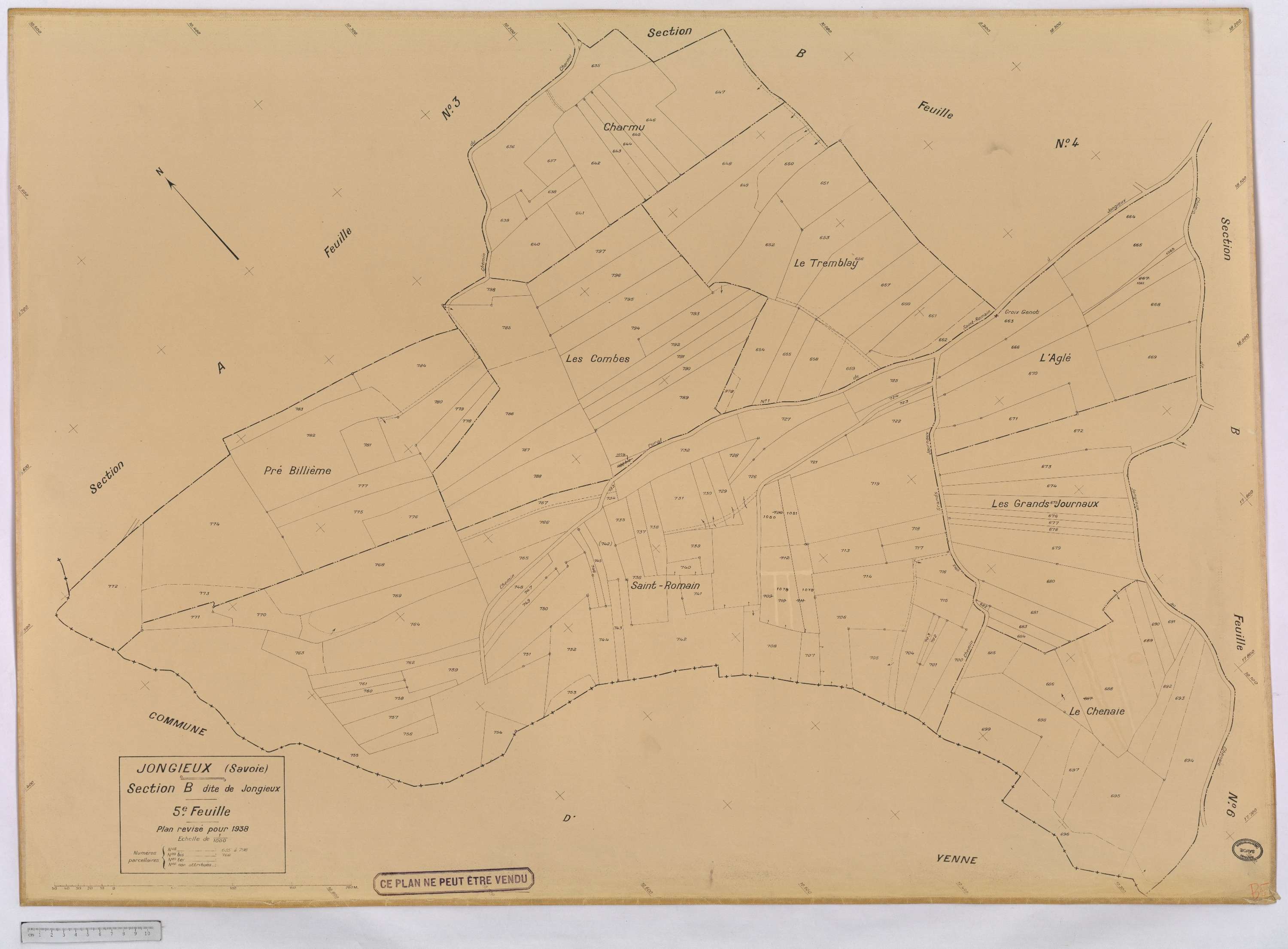 Jongieux - Cadastre rénové, version définitive (1938).