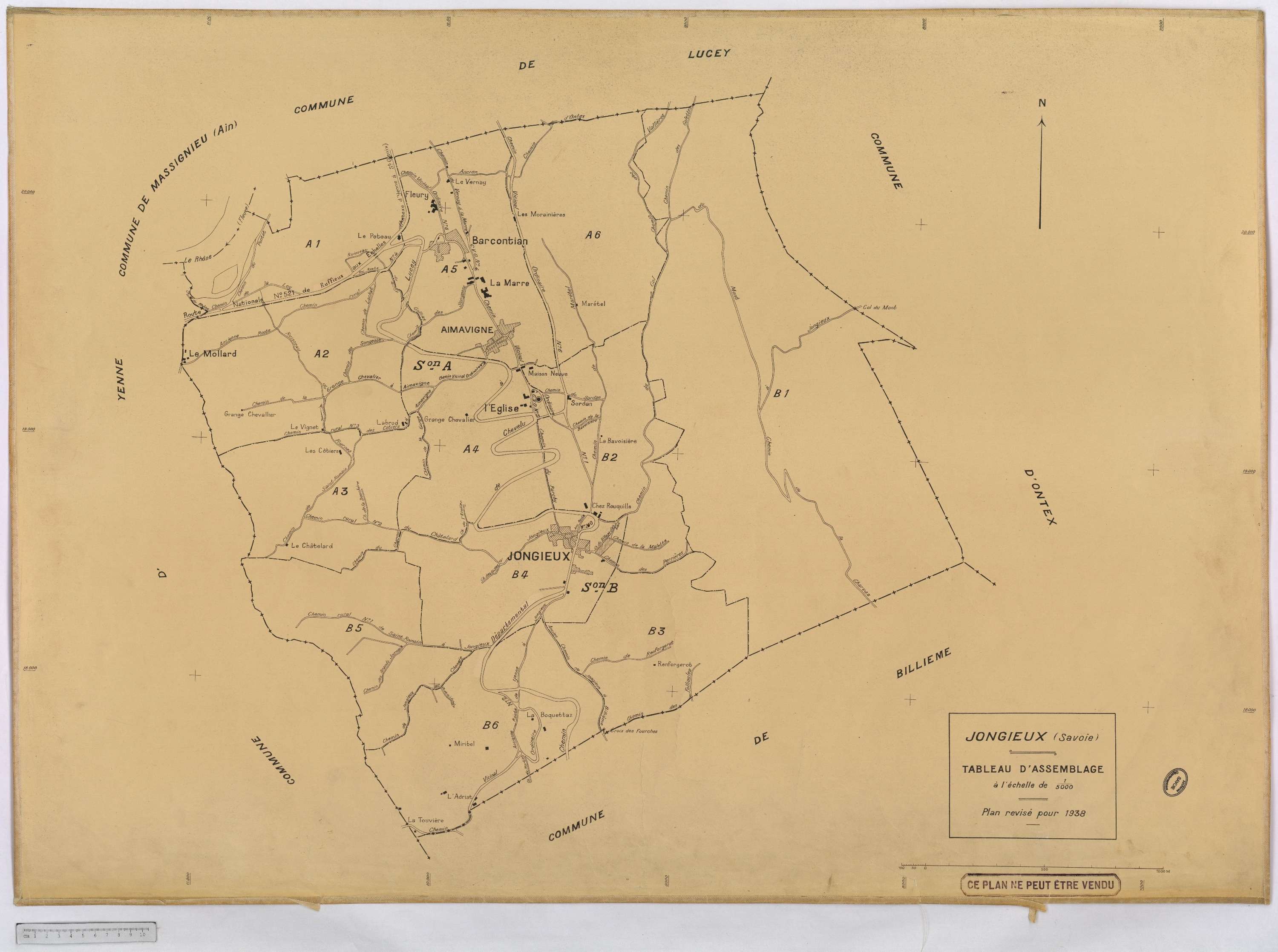 Jongieux - Cadastre rénové, version définitive (1938).