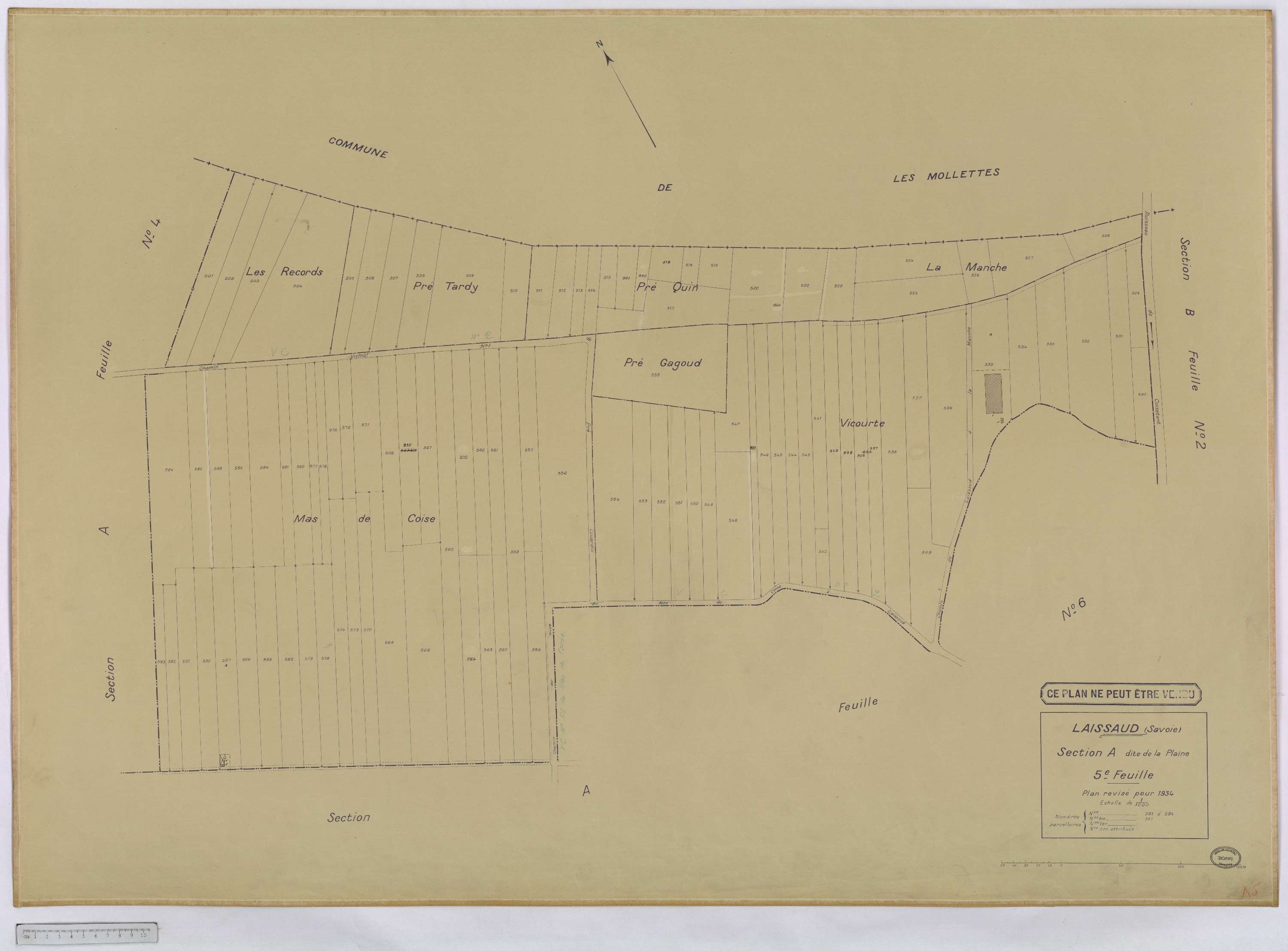Laissaud - Cadastre rénové, version définitive (1934).