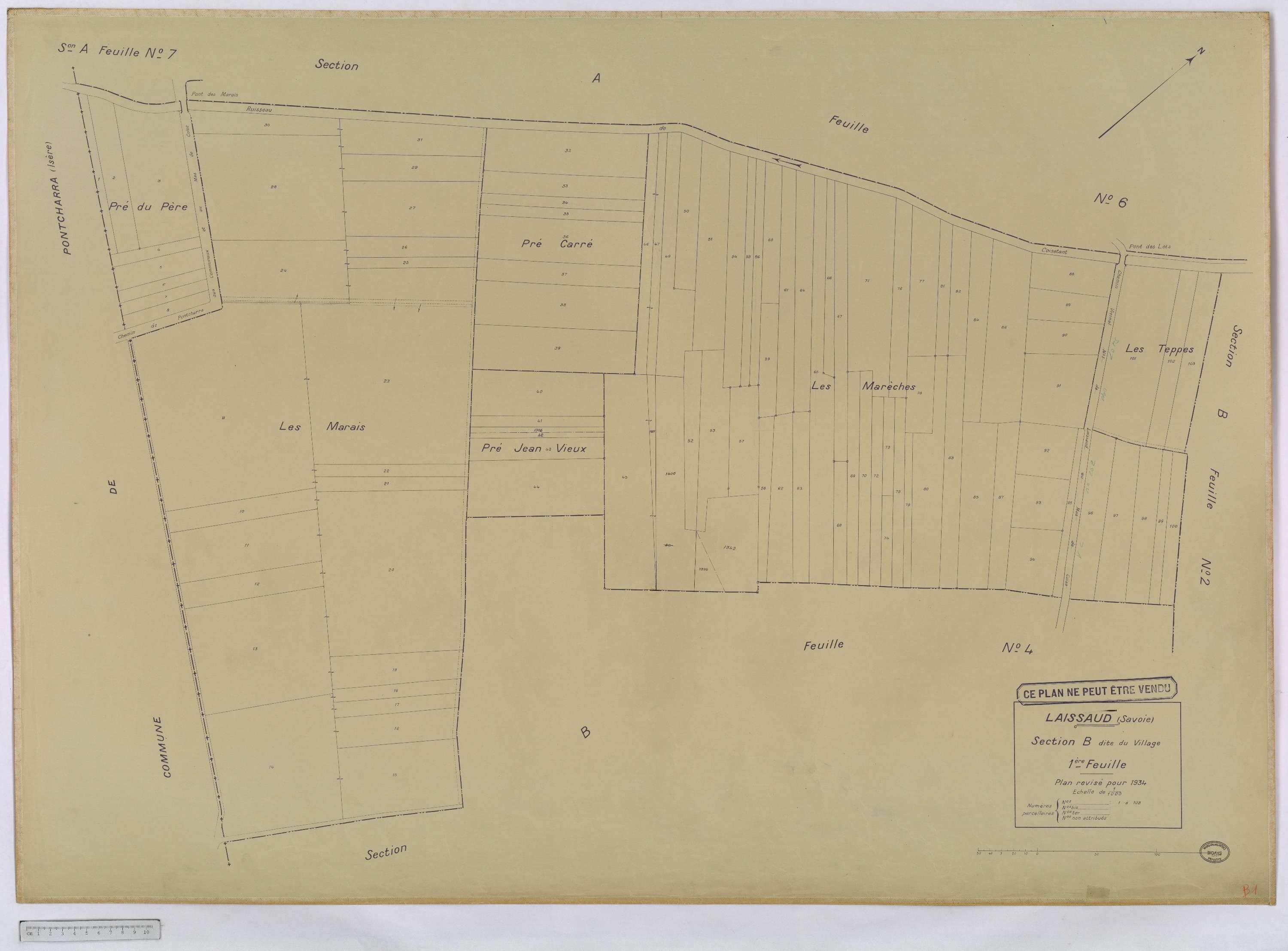 Laissaud - Cadastre rénové, version définitive (1934).