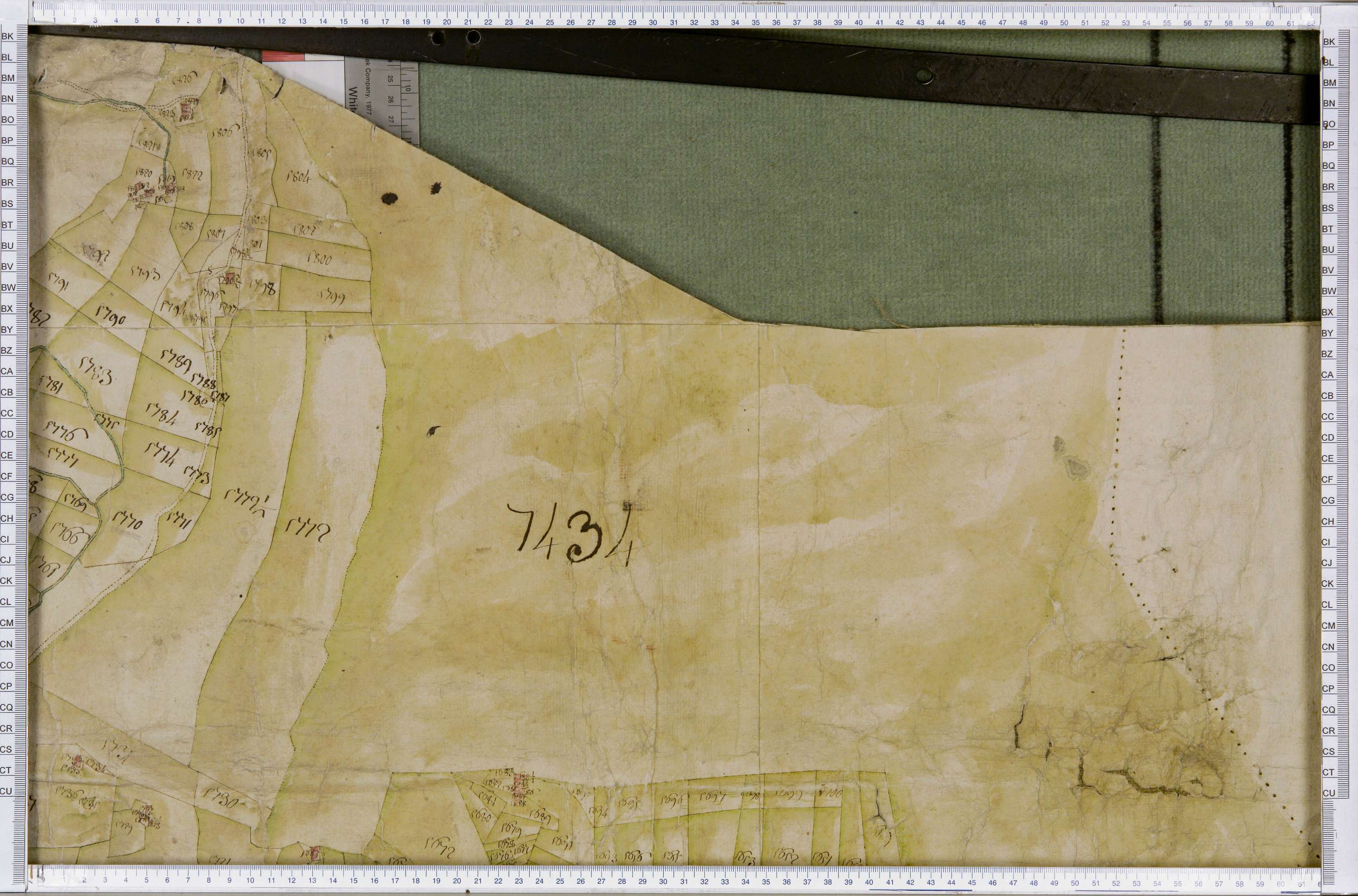 Lanslebourg-Mont-Cenis - Copie de la mappe originale (plan cadastral) de la commune de Lanslebourg. Signée Cocelli, directeur du bureau de la péréquation.