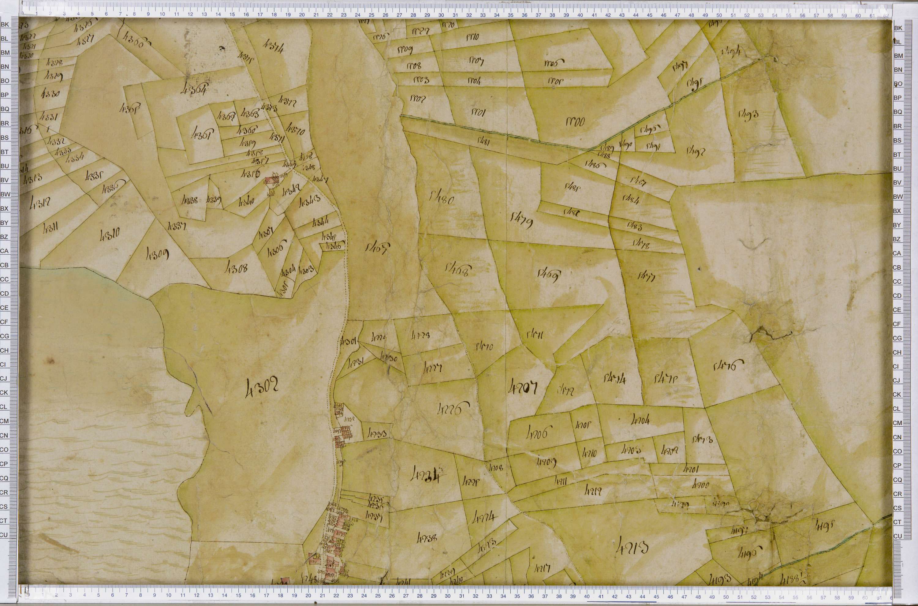 Lanslebourg-Mont-Cenis - Copie de la mappe originale (plan cadastral) de la commune de Lanslebourg. Signée Cocelli, directeur du bureau de la péréquation.