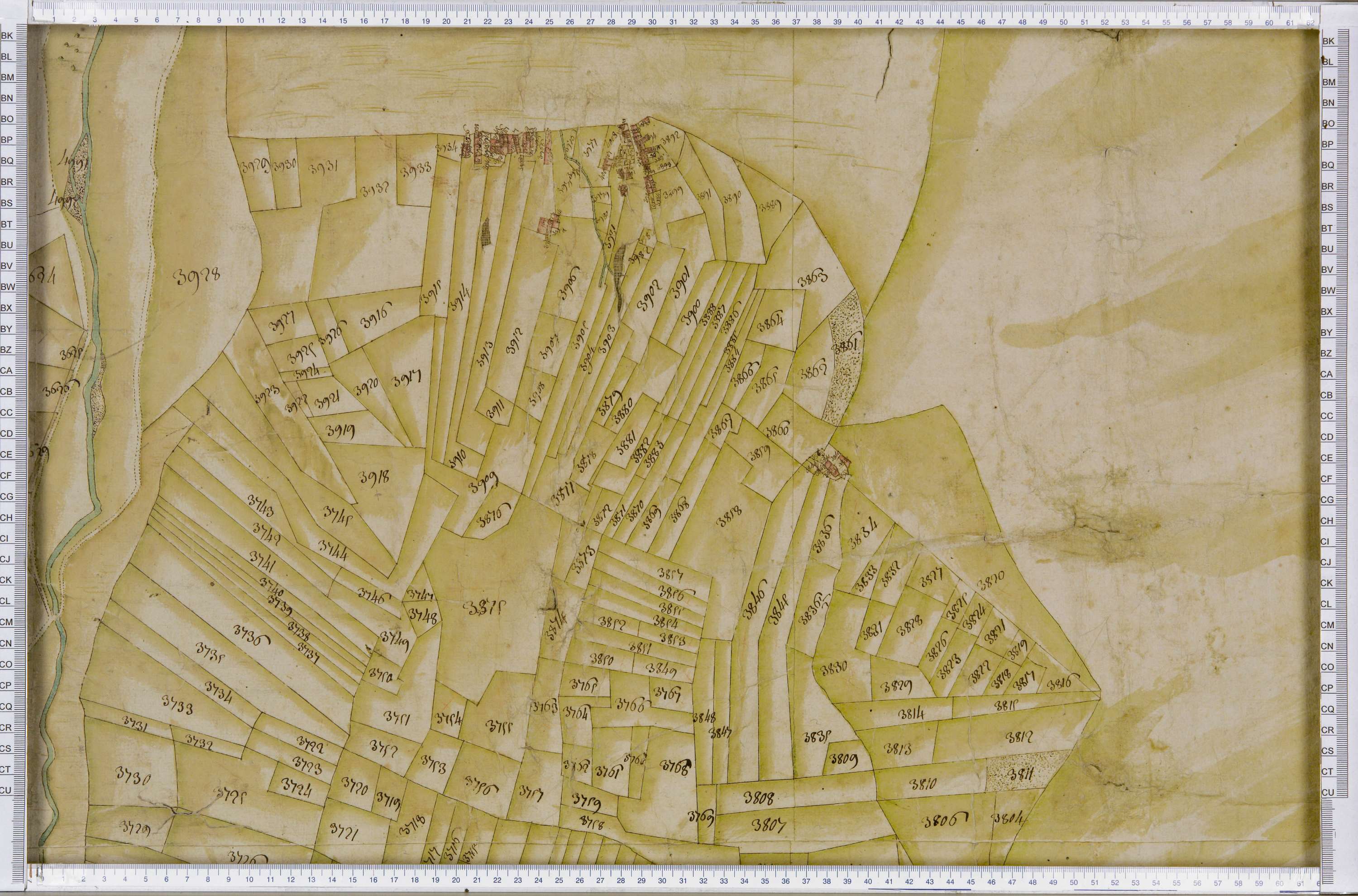 Lanslebourg-Mont-Cenis - Copie de la mappe originale (plan cadastral) de la commune de Lanslebourg. Signée Cocelli, directeur du bureau de la péréquation.