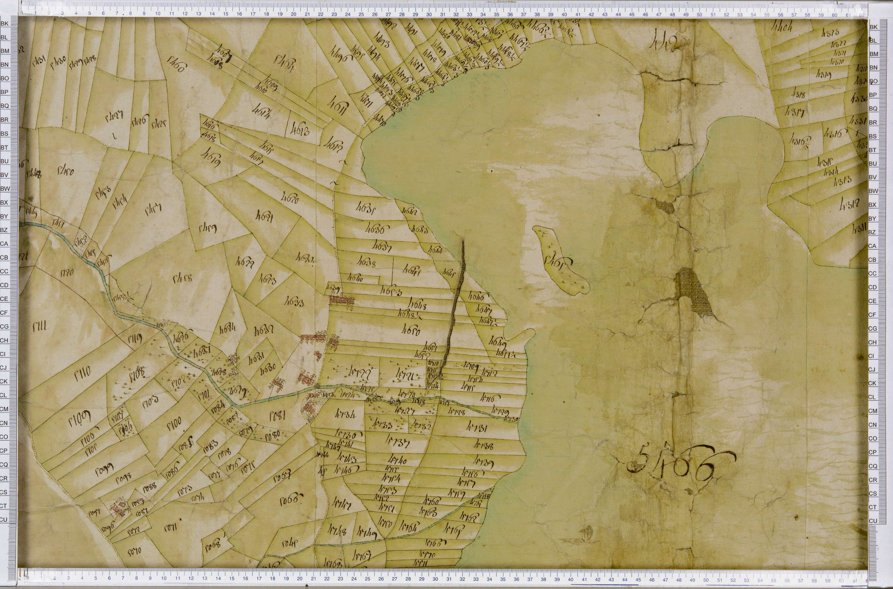 Lanslebourg-Mont-Cenis - Copie de la mappe originale (plan cadastral) de la commune de Lanslebourg. Signée Cocelli, directeur du bureau de la péréquation.