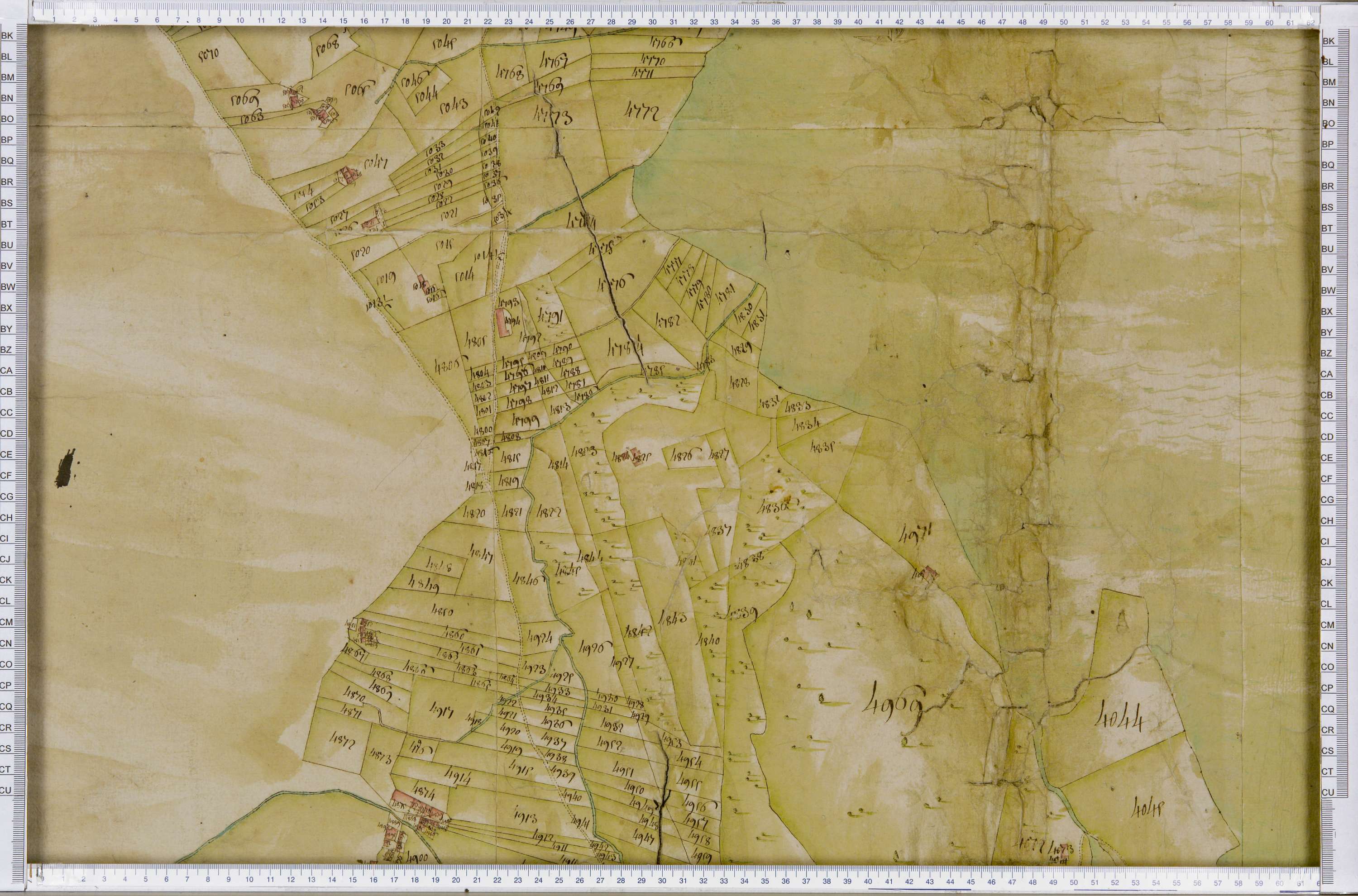 Lanslebourg-Mont-Cenis - Copie de la mappe originale (plan cadastral) de la commune de Lanslebourg. Signée Cocelli, directeur du bureau de la péréquation.