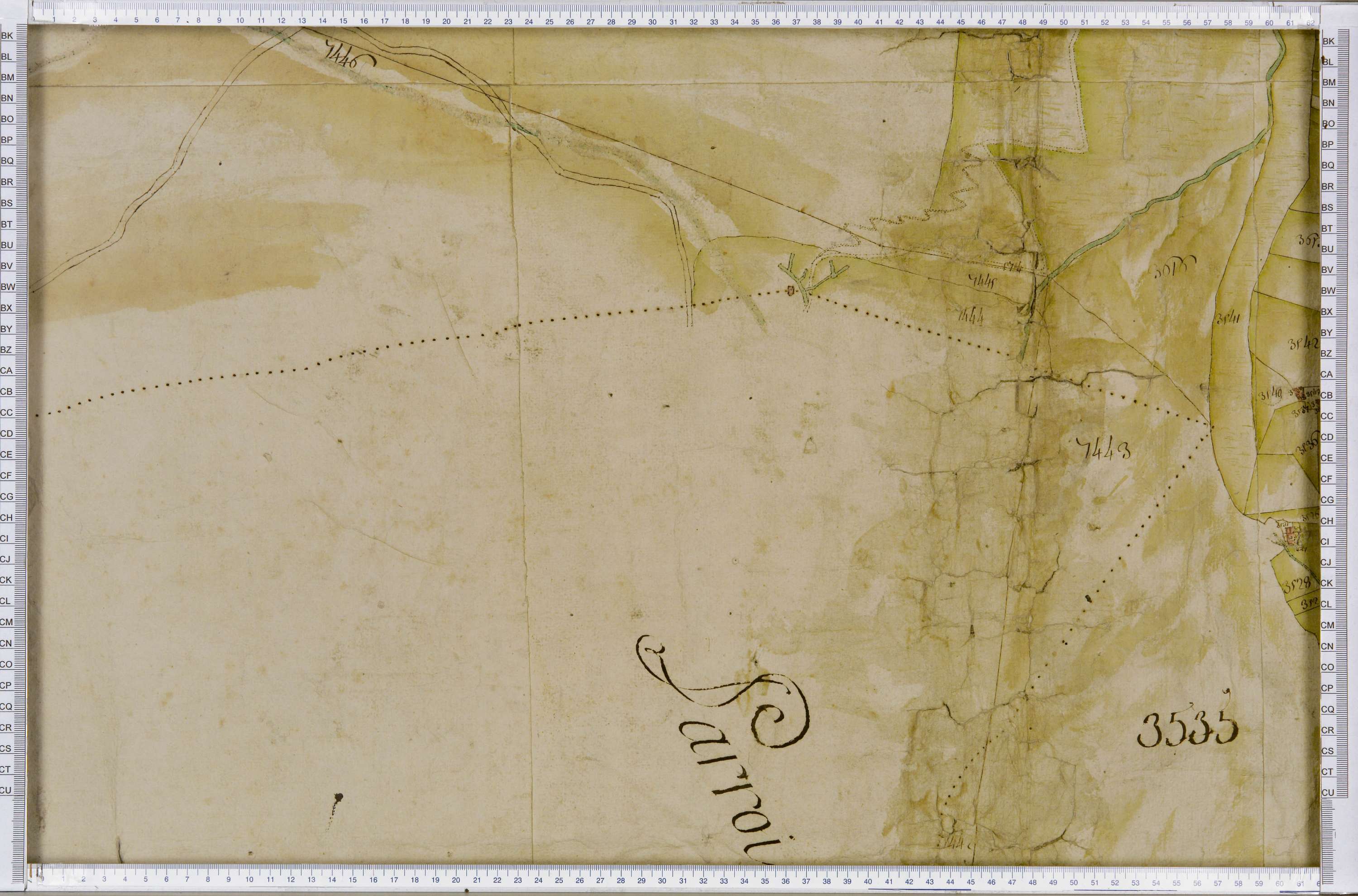Lanslebourg-Mont-Cenis - Copie de la mappe originale (plan cadastral) de la commune de Lanslebourg. Signée Cocelli, directeur du bureau de la péréquation.