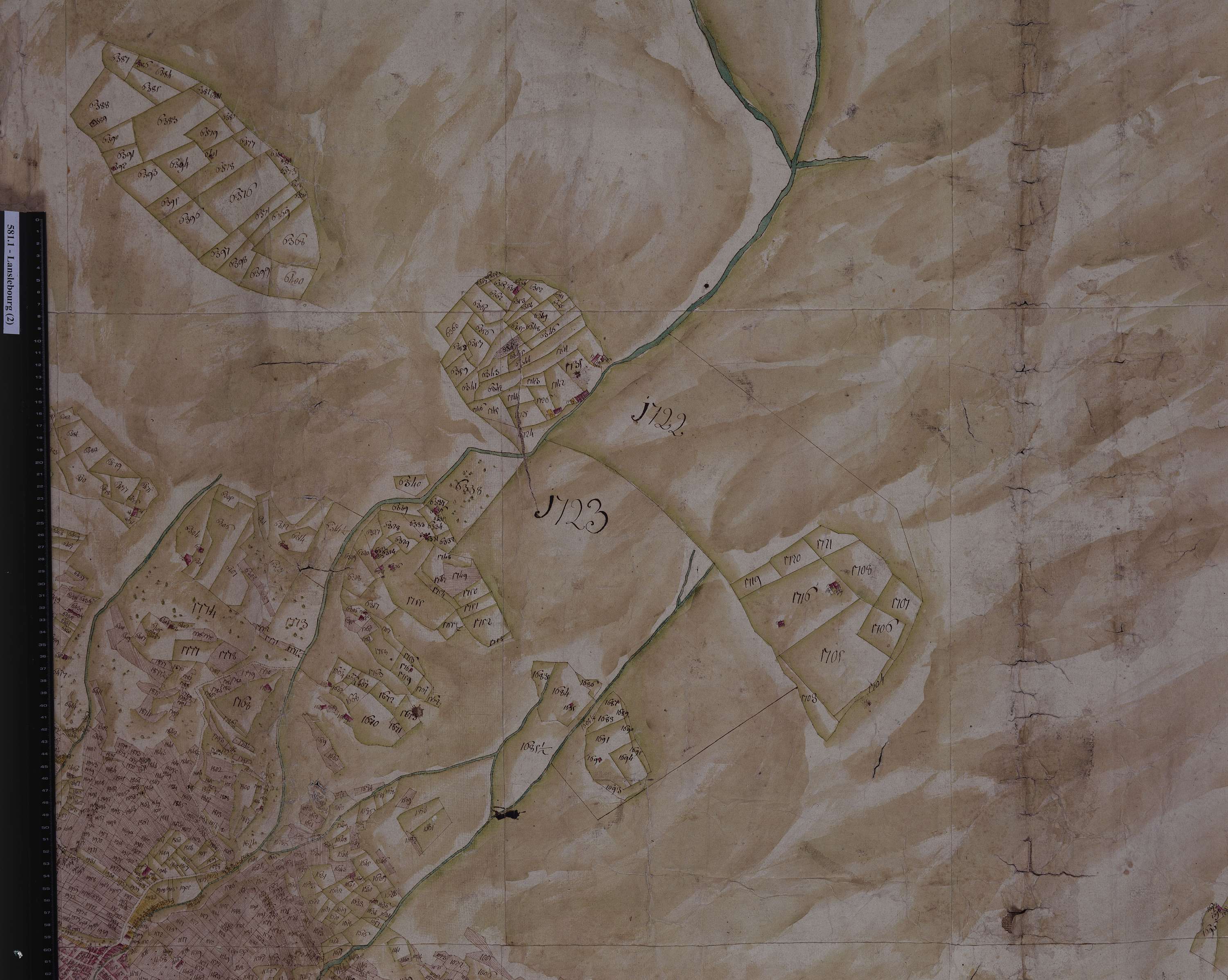 Lanslebourg-Mont-Cenis - Copie de la mappe originale (plan cadastral) de la commune de Lanslebourg. Signée Cocelli, directeur du bureau de la péréquation.