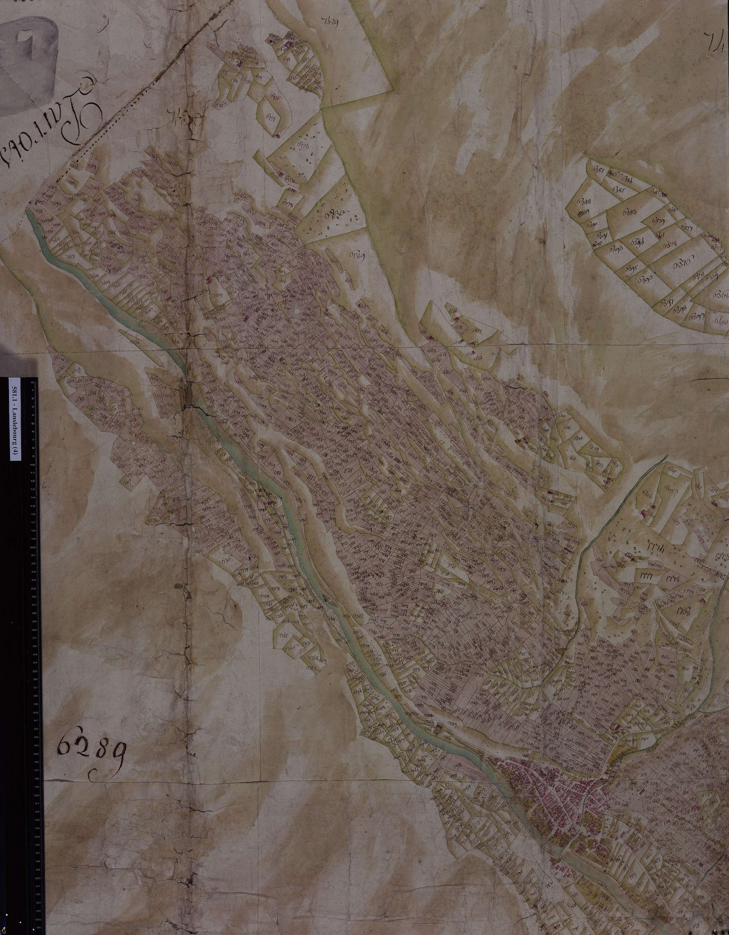 Lanslebourg-Mont-Cenis - Copie de la mappe originale (plan cadastral) de la commune de Lanslebourg. Signée Cocelli, directeur du bureau de la péréquation.