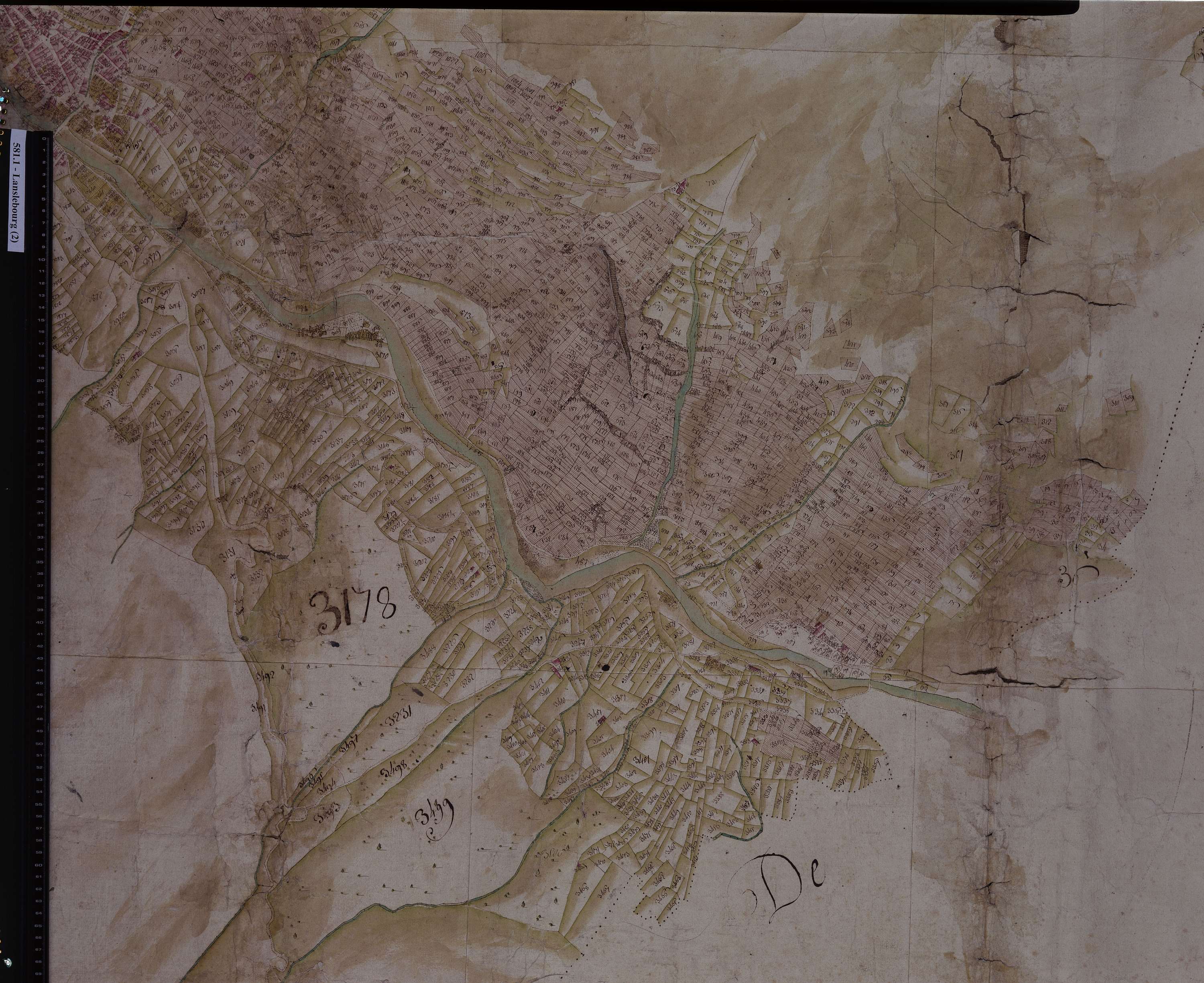 Lanslebourg-Mont-Cenis - Copie de la mappe originale (plan cadastral) de la commune de Lanslebourg. Signée Cocelli, directeur du bureau de la péréquation.