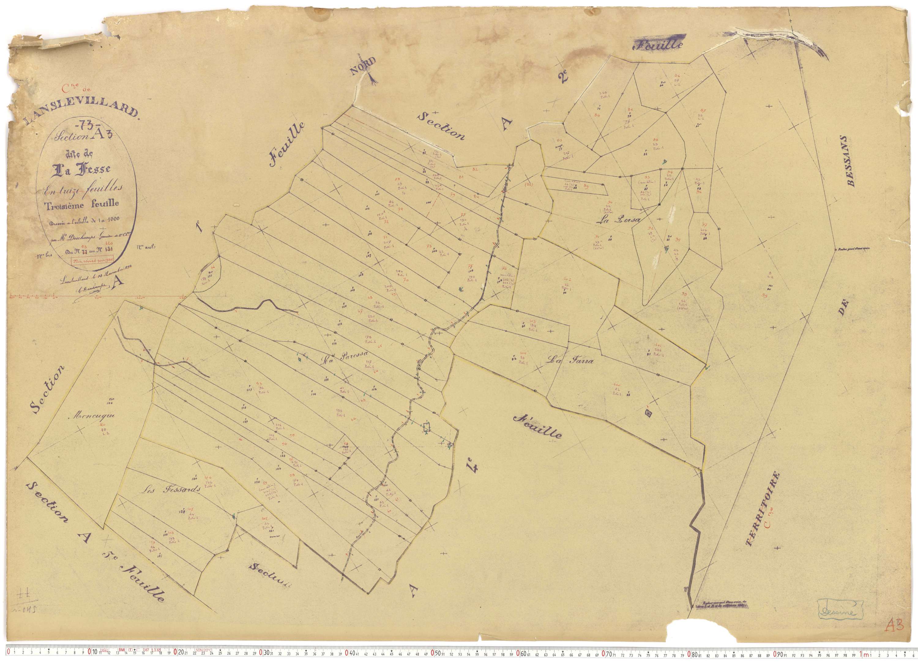 Lanslevillard - Plans cadastraux du cadastre rénové.