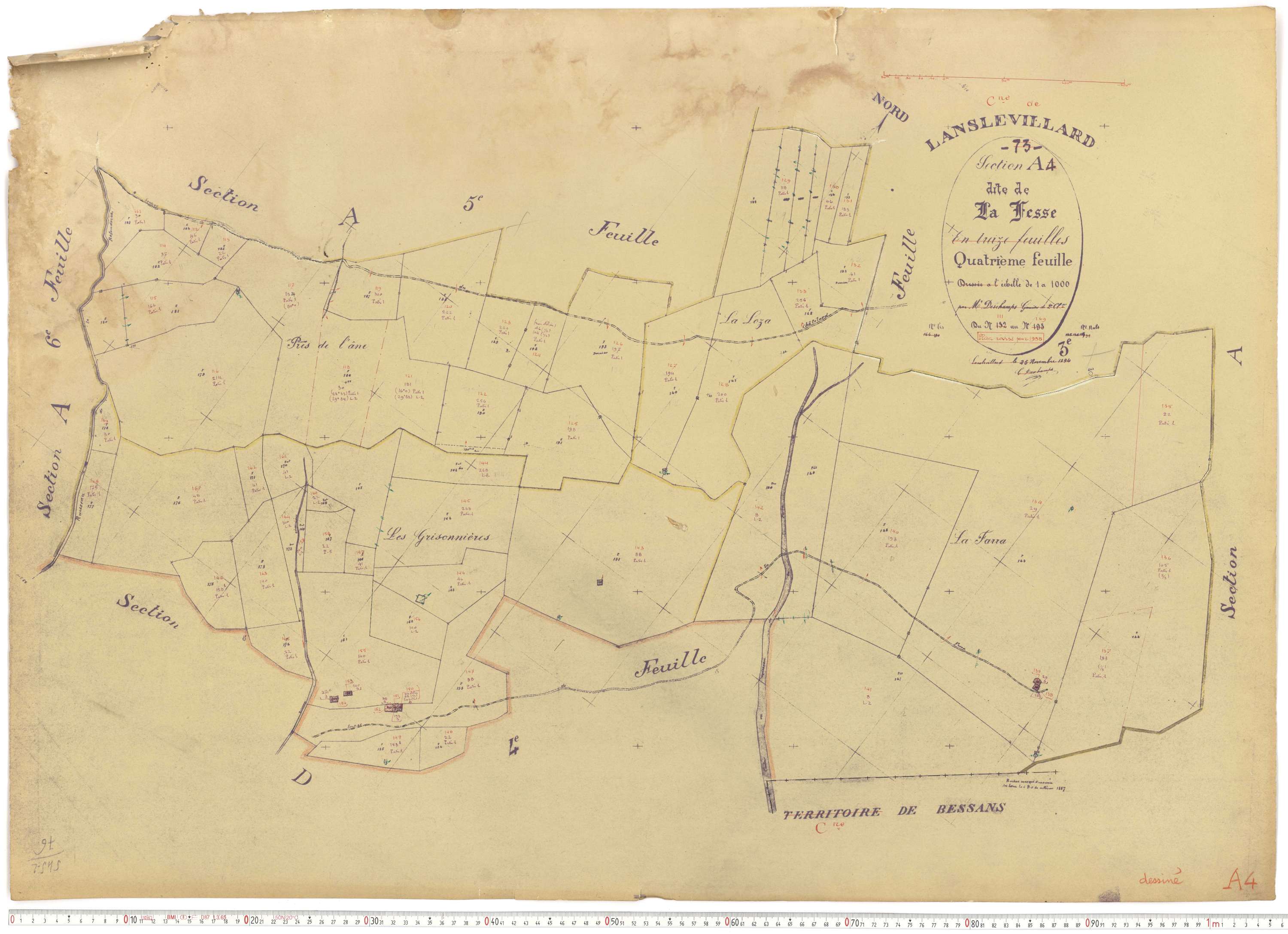 Lanslevillard - Plans cadastraux du cadastre rénové.