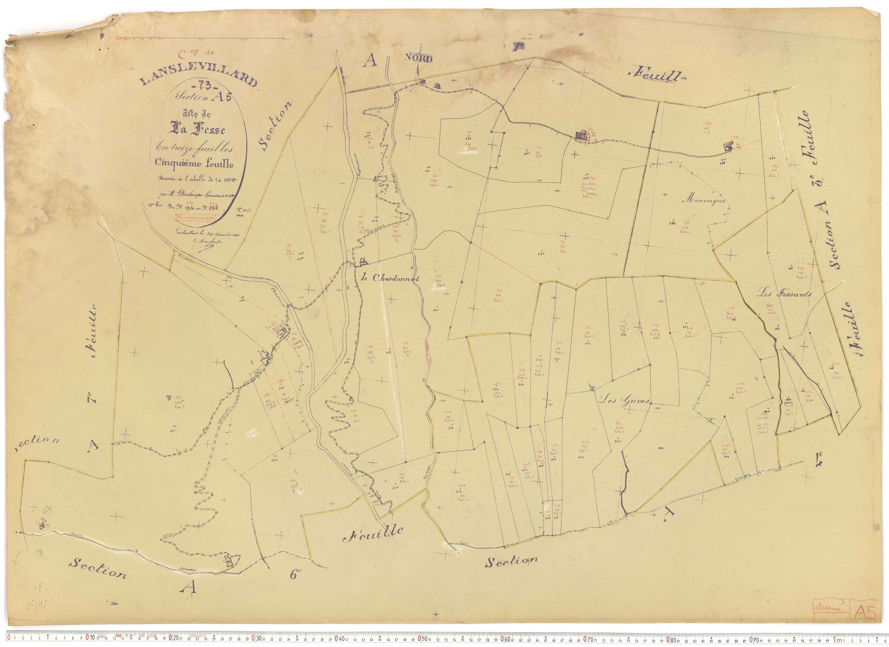 Lanslevillard - Plans cadastraux du cadastre rénové.