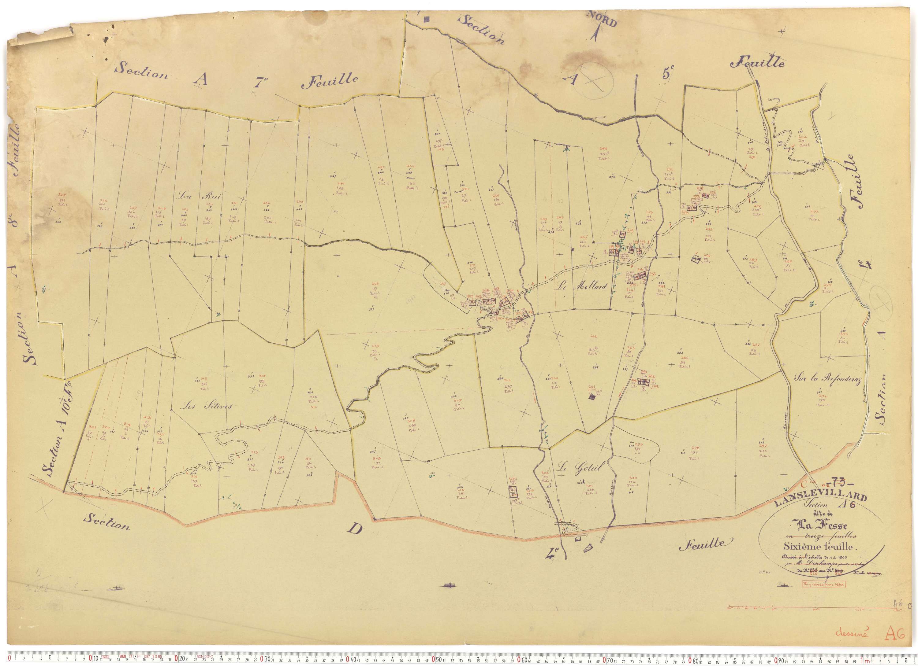 Lanslevillard - Plans cadastraux du cadastre rénové.