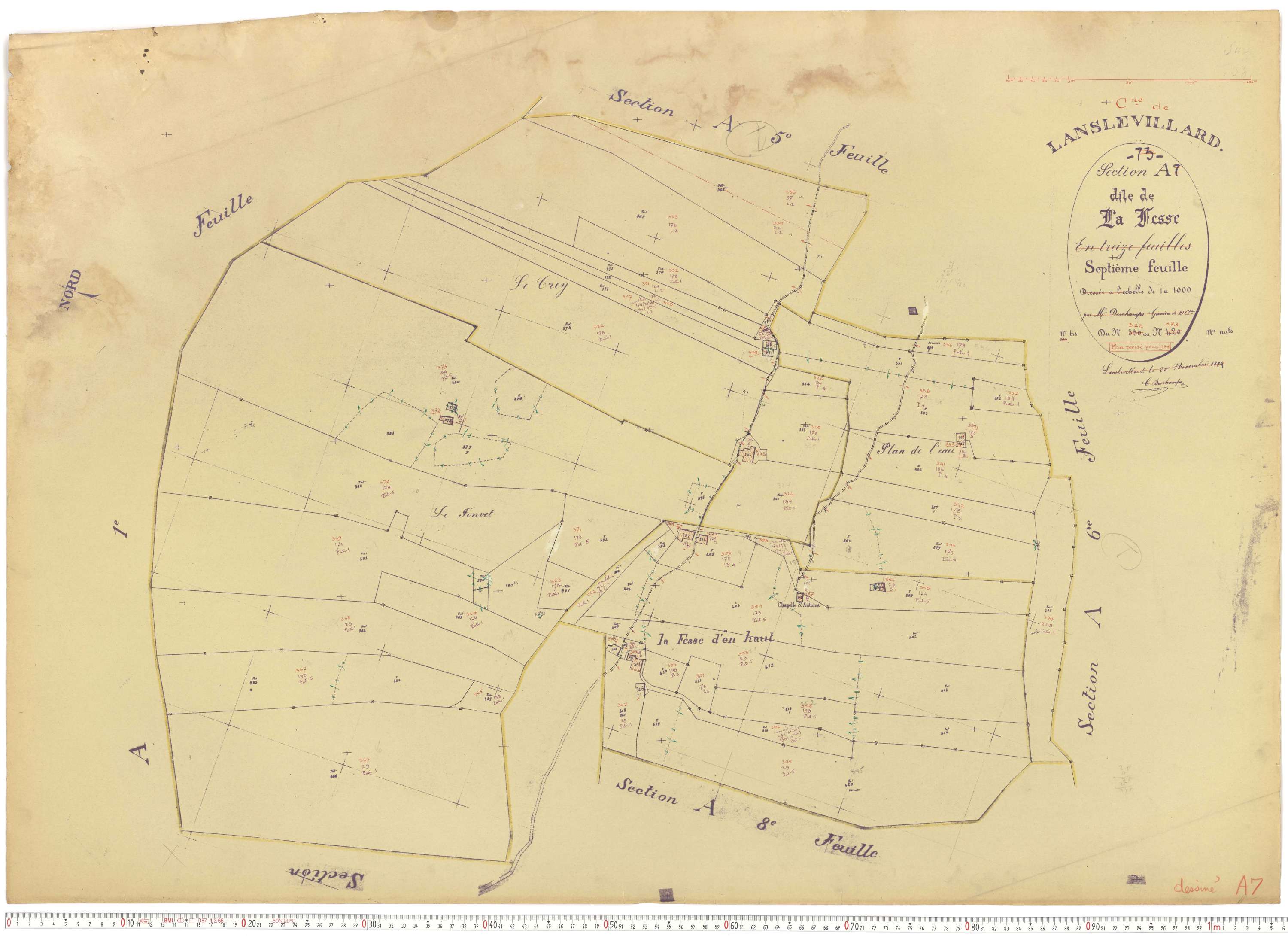 Lanslevillard - Plans cadastraux du cadastre rénové.