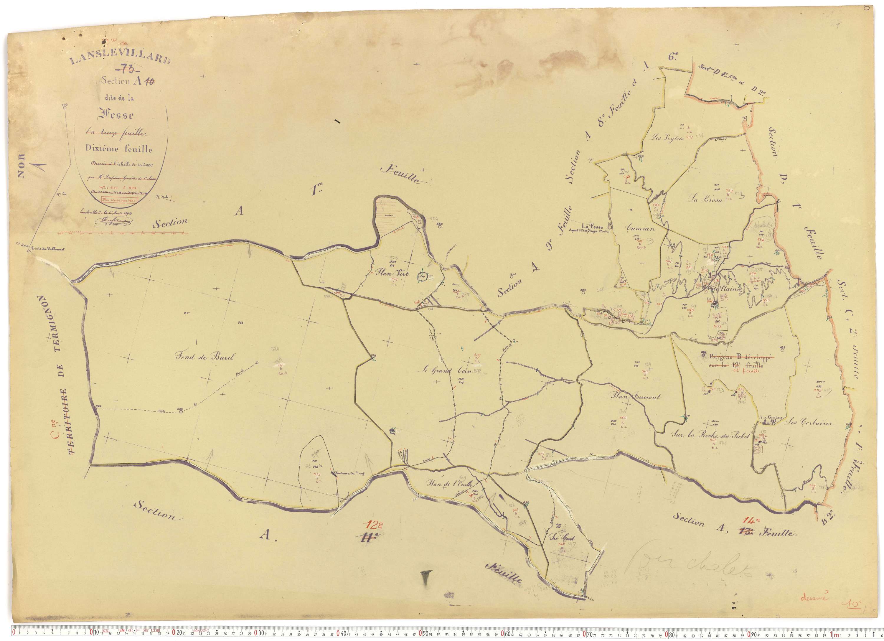 Lanslevillard - Plans cadastraux du cadastre rénové.