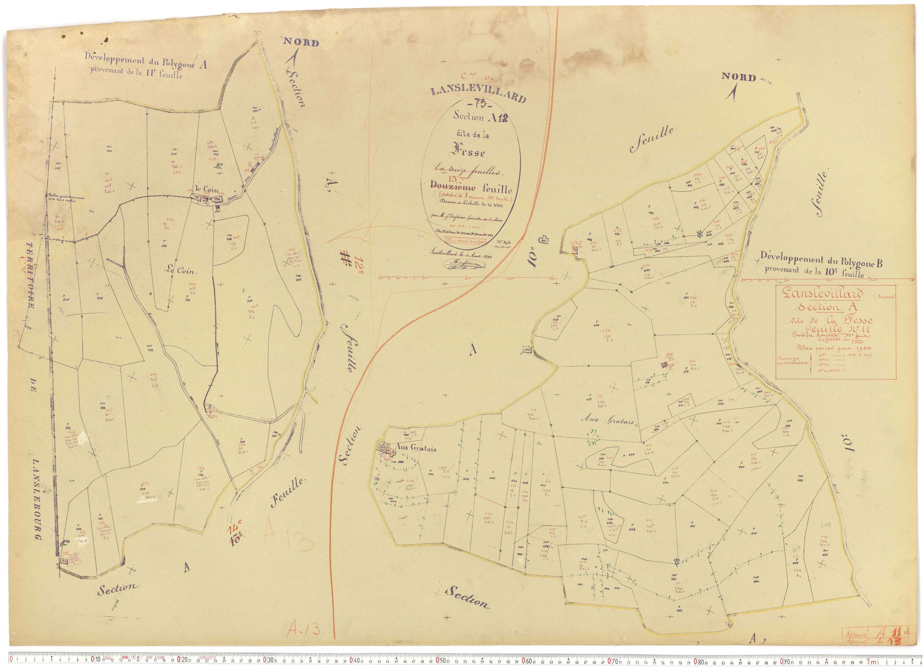 Lanslevillard - Plans cadastraux du cadastre rénové.