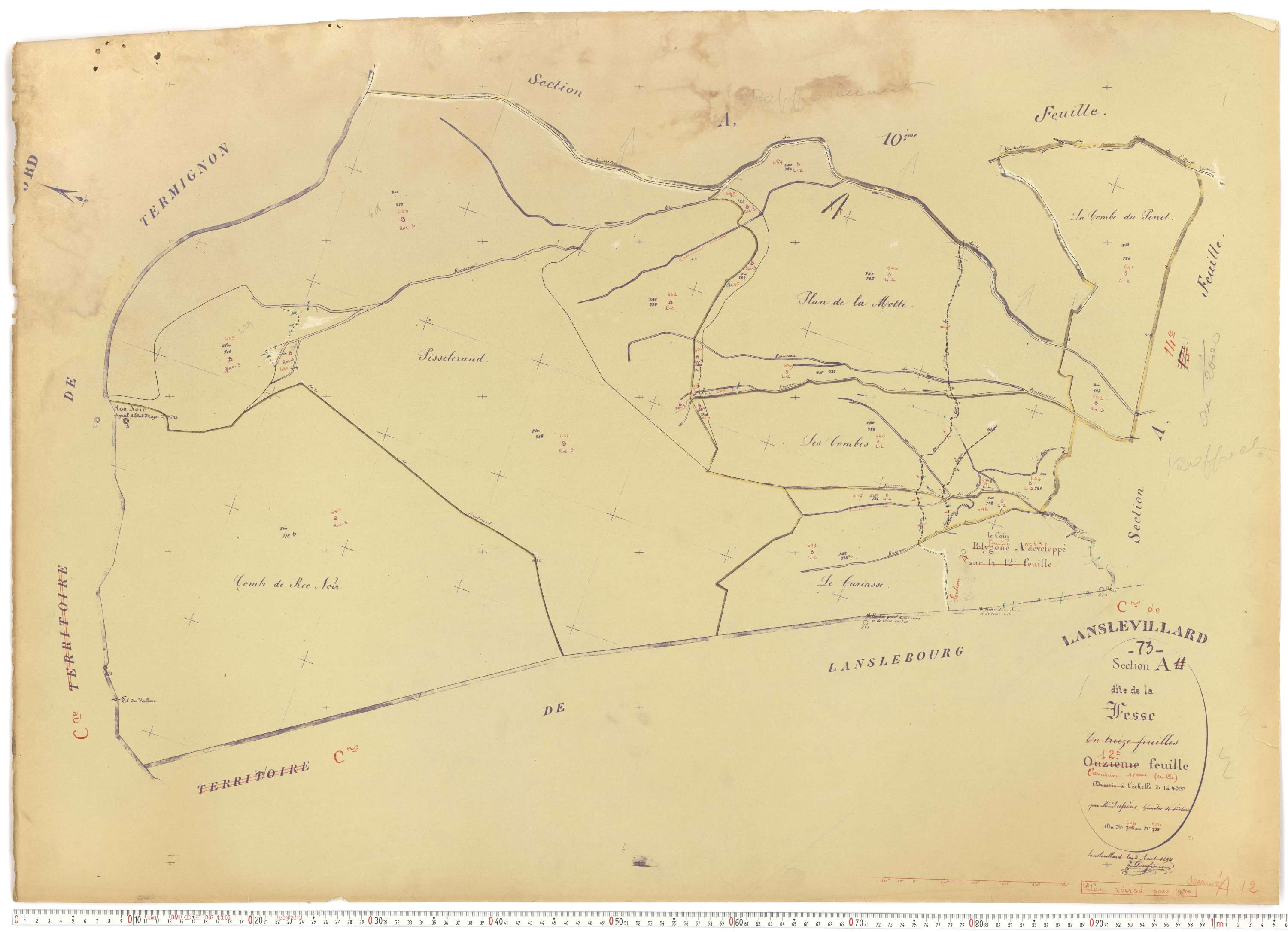Lanslevillard - Plans cadastraux du cadastre rénové.