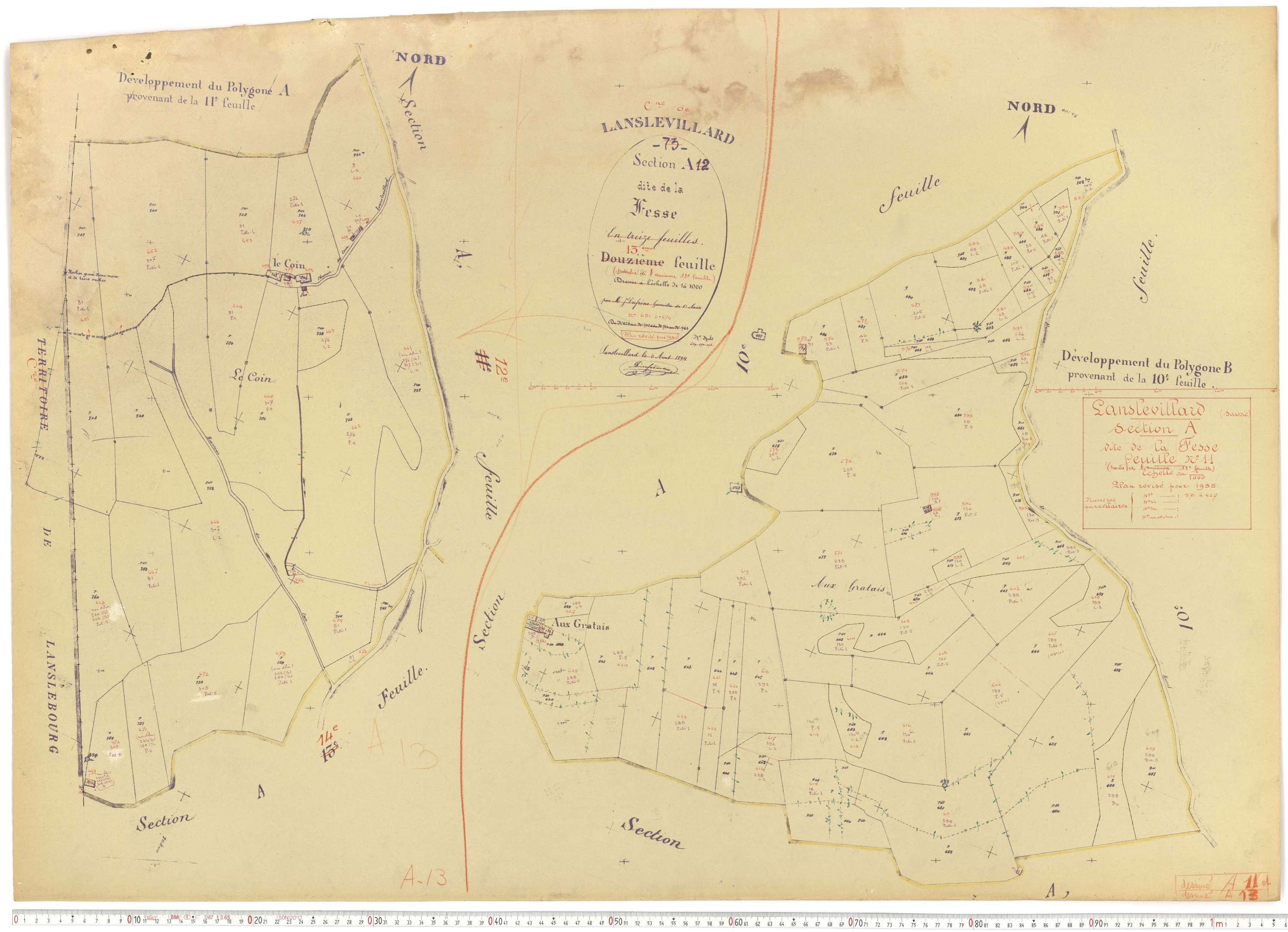 Lanslevillard - Plans cadastraux du cadastre rénové.