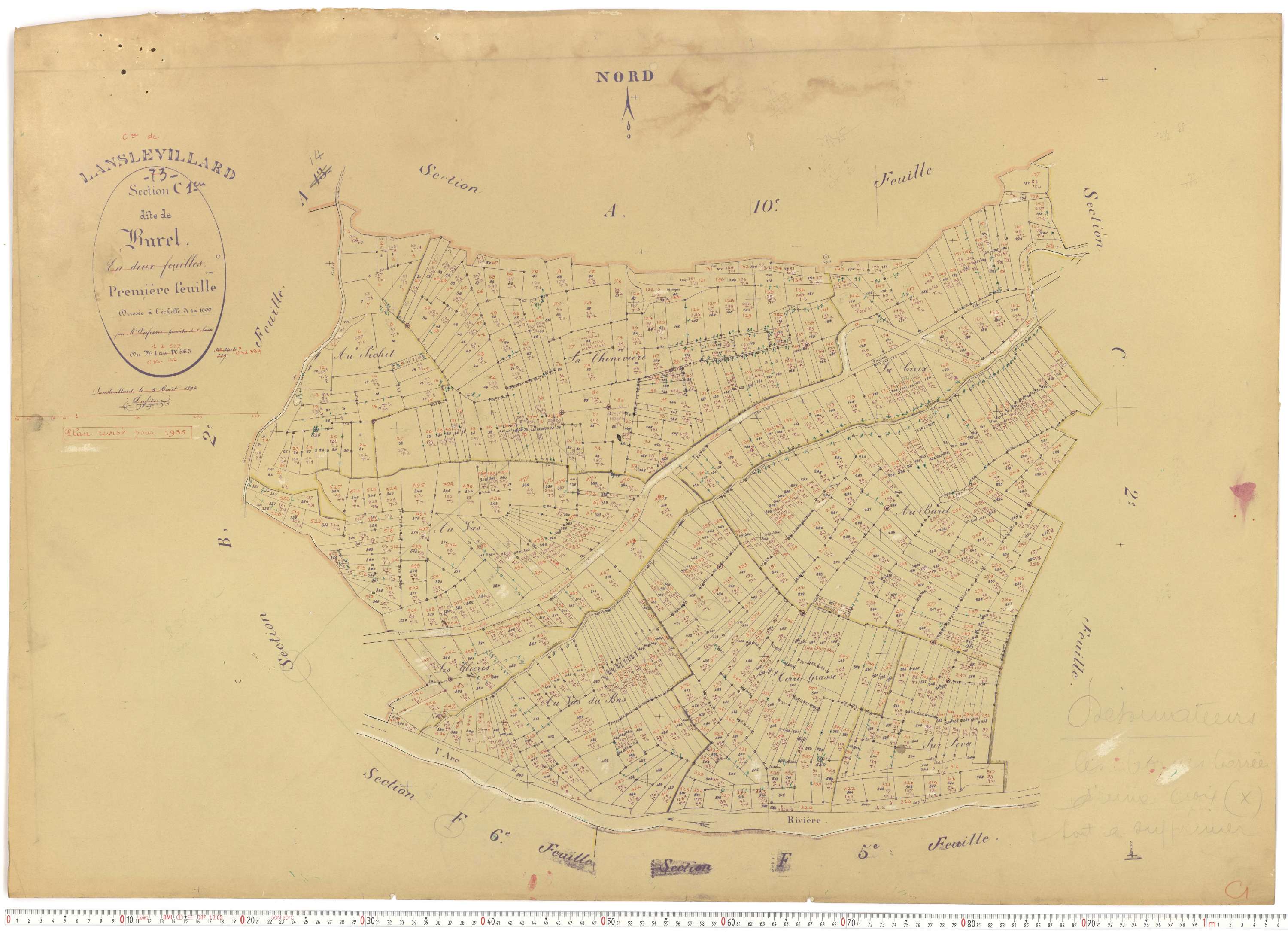 Lanslevillard - Plans cadastraux du cadastre rénové.