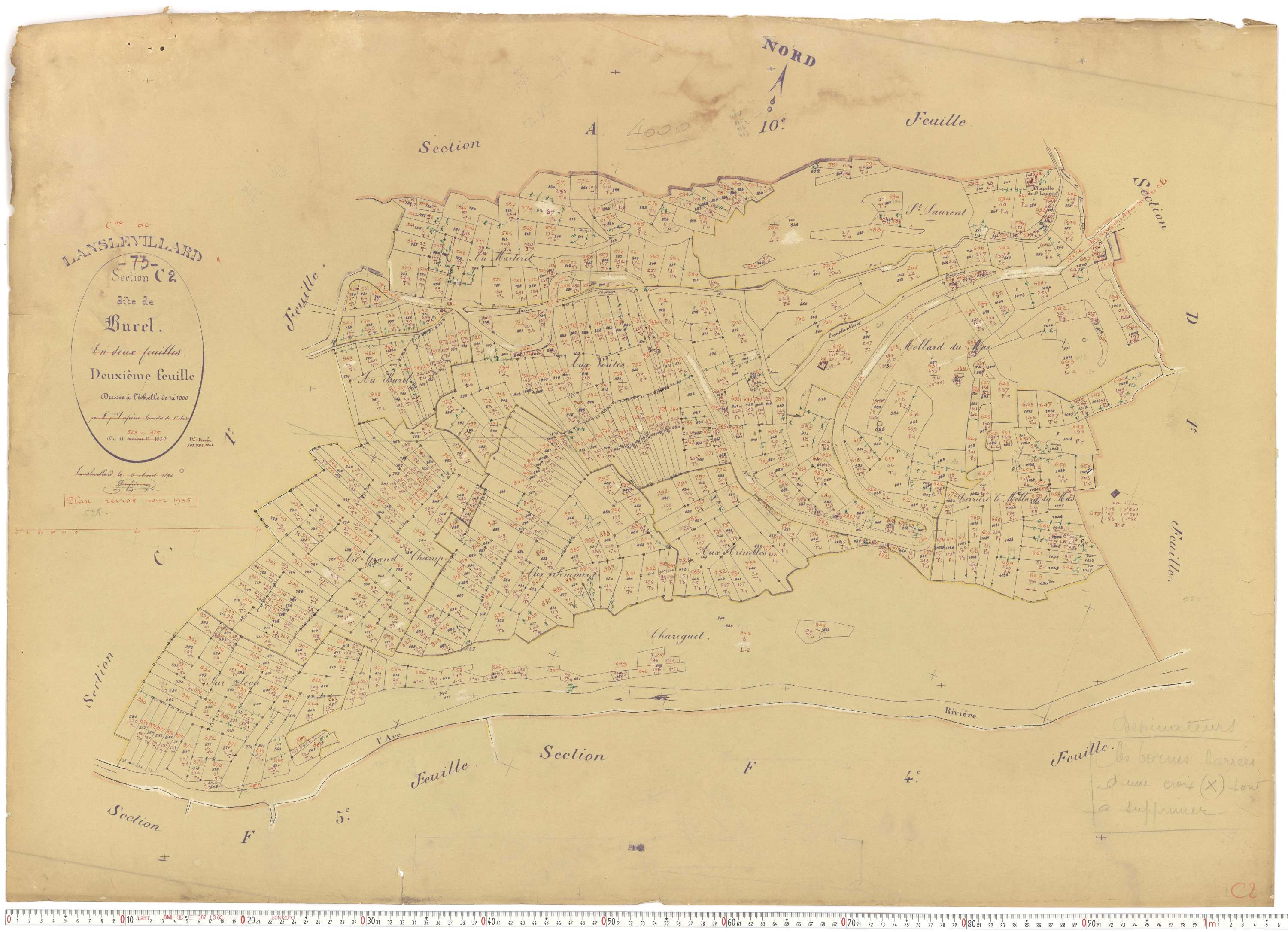 Lanslevillard - Plans cadastraux du cadastre rénové.