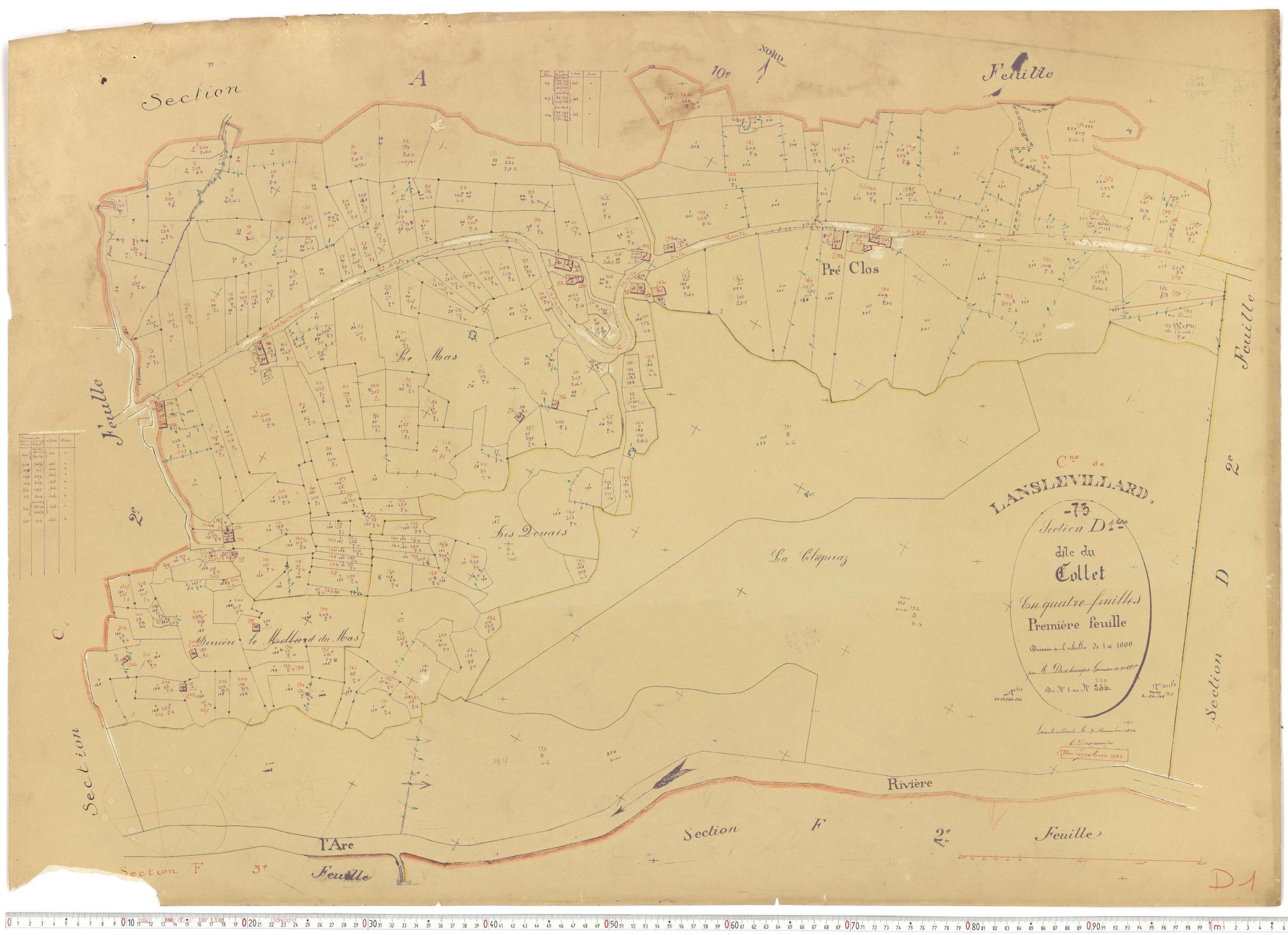 Lanslevillard - Plans cadastraux du cadastre rénové.