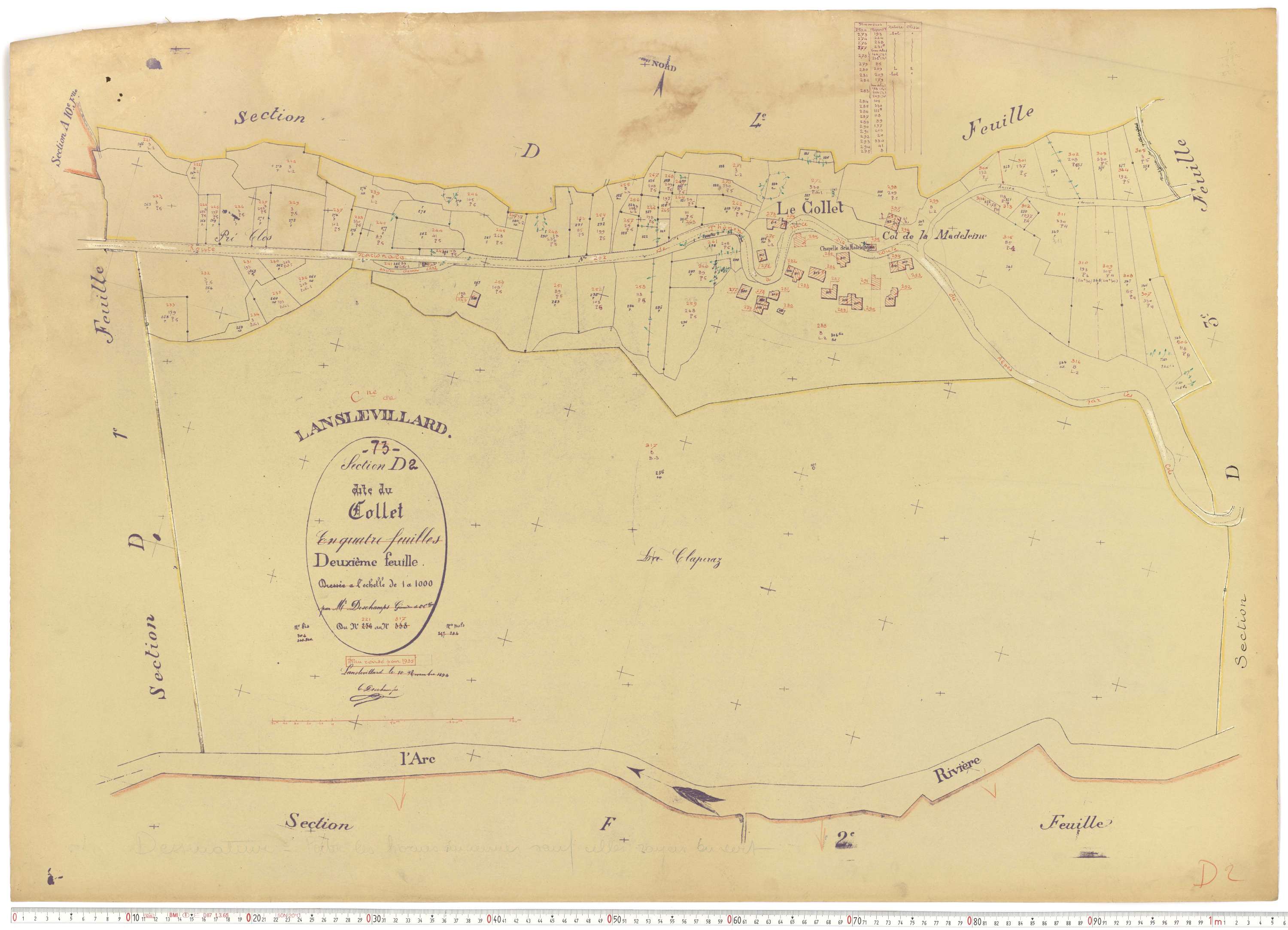 Lanslevillard - Plans cadastraux du cadastre rénové.