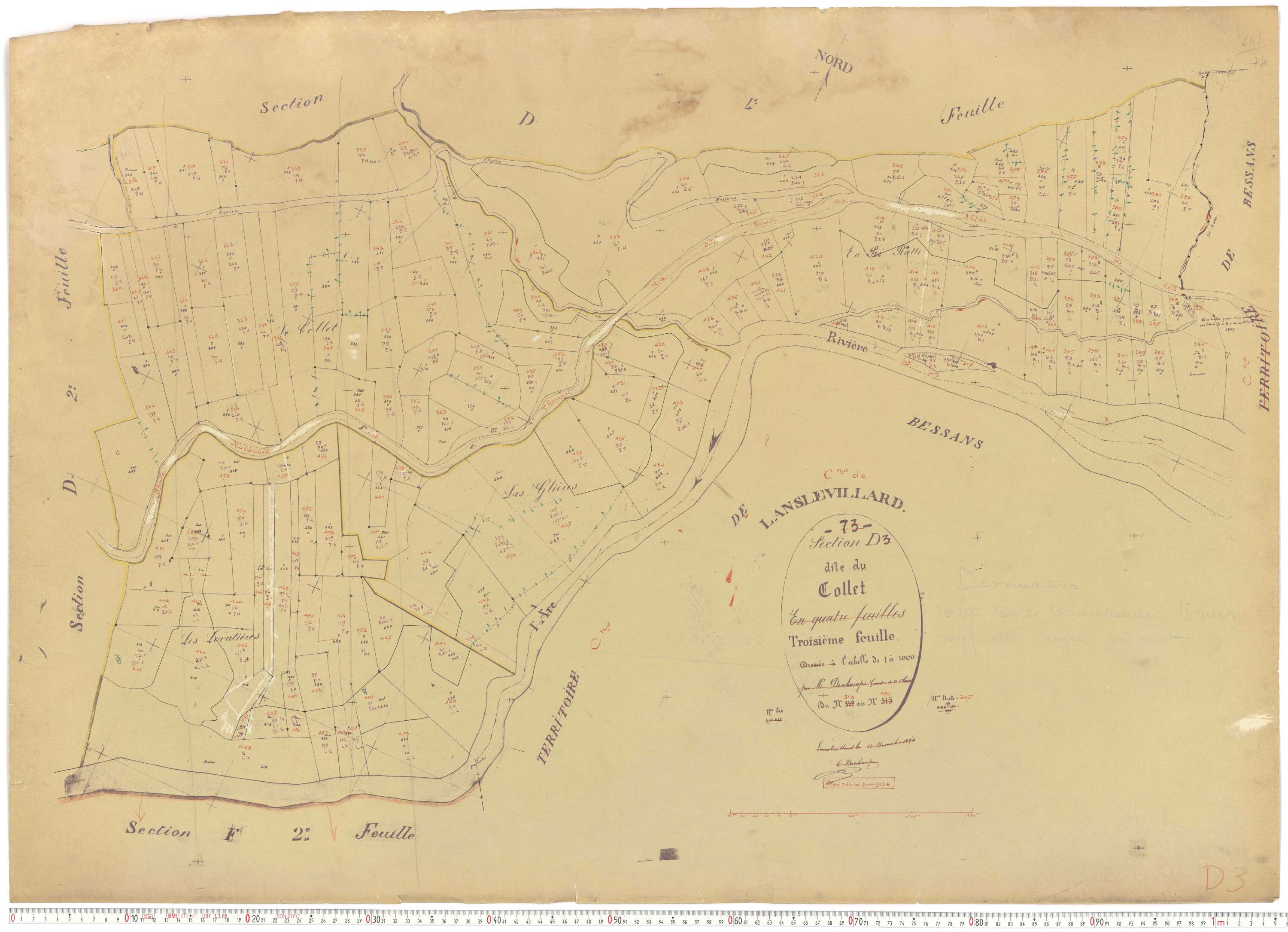 Lanslevillard - Plans cadastraux du cadastre rénové.