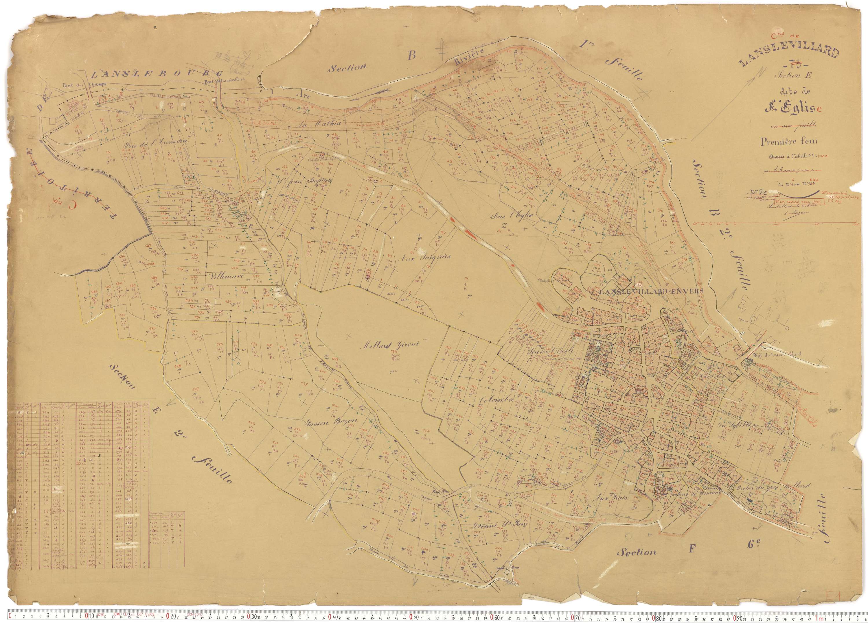 Lanslevillard - Plans cadastraux du cadastre rénové.
