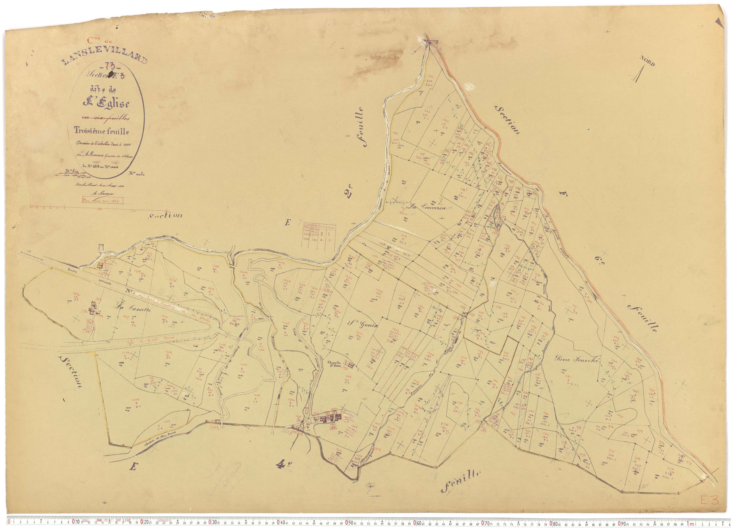 Lanslevillard - Plans cadastraux du cadastre rénové.